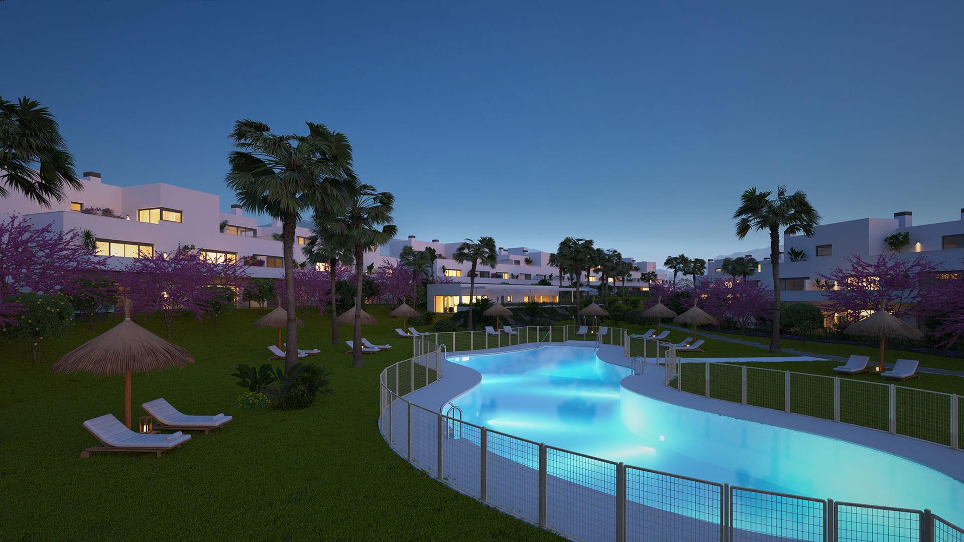 Exterior facade of new-build block, Los Flamingos, Estepona