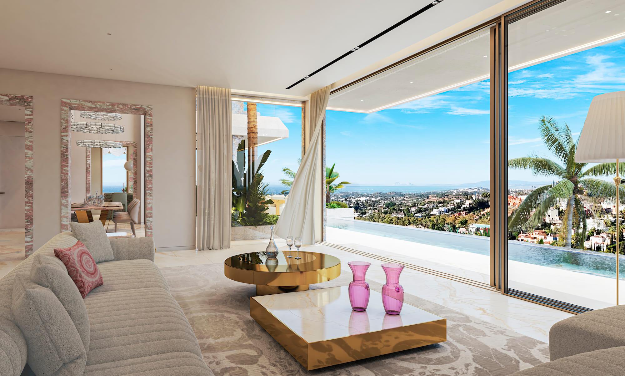 Open-plan kitchen and dining area in 5-bedroom villa, Puerto, Marbella