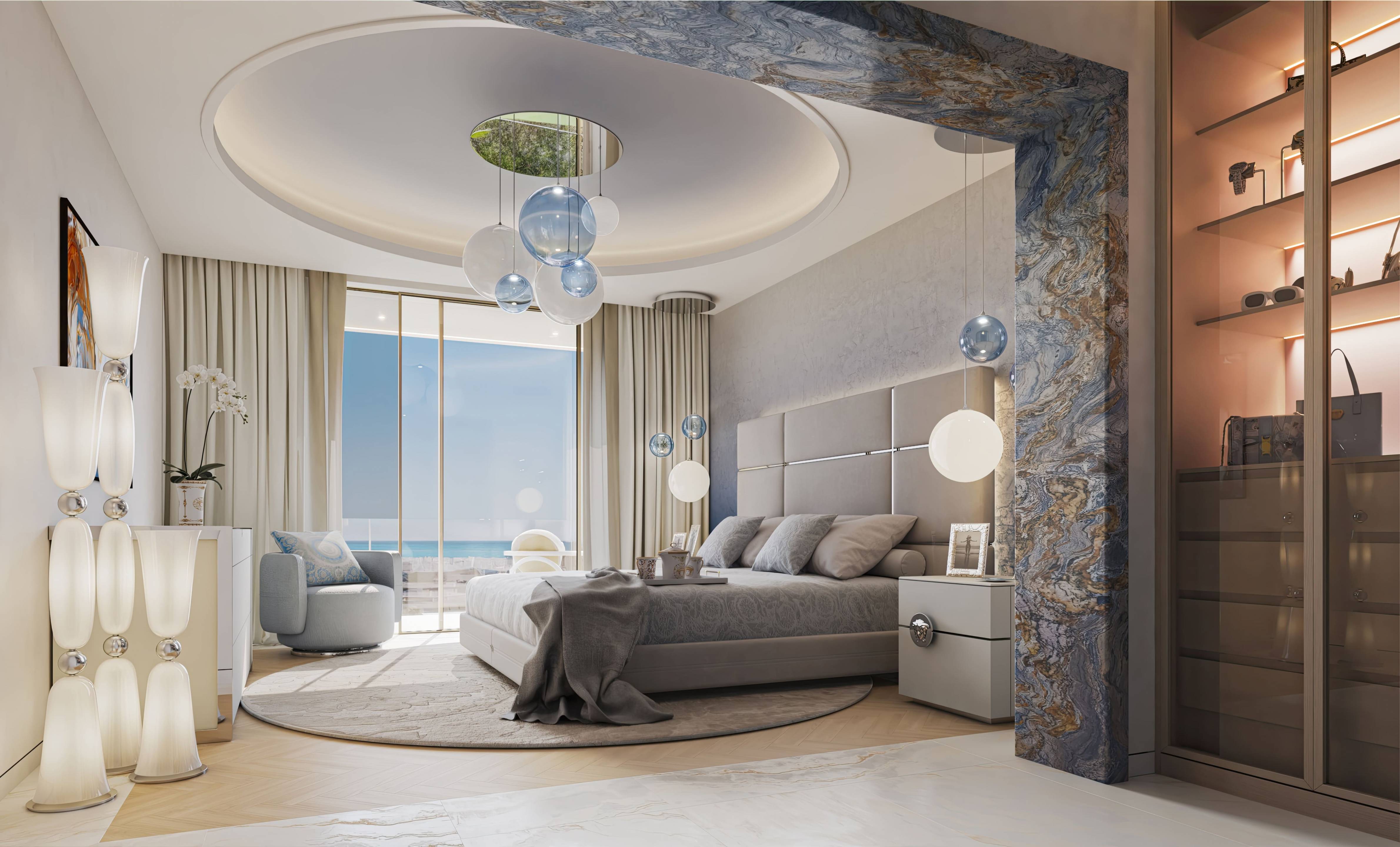 Master bedroom with large windows in 5-bedroom villa, Puerto, Marbella