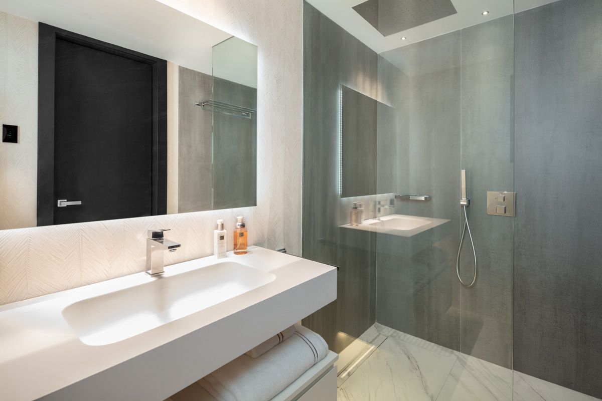 Kitchen detail showing worktop and storage in Puerto, Marbella apartment