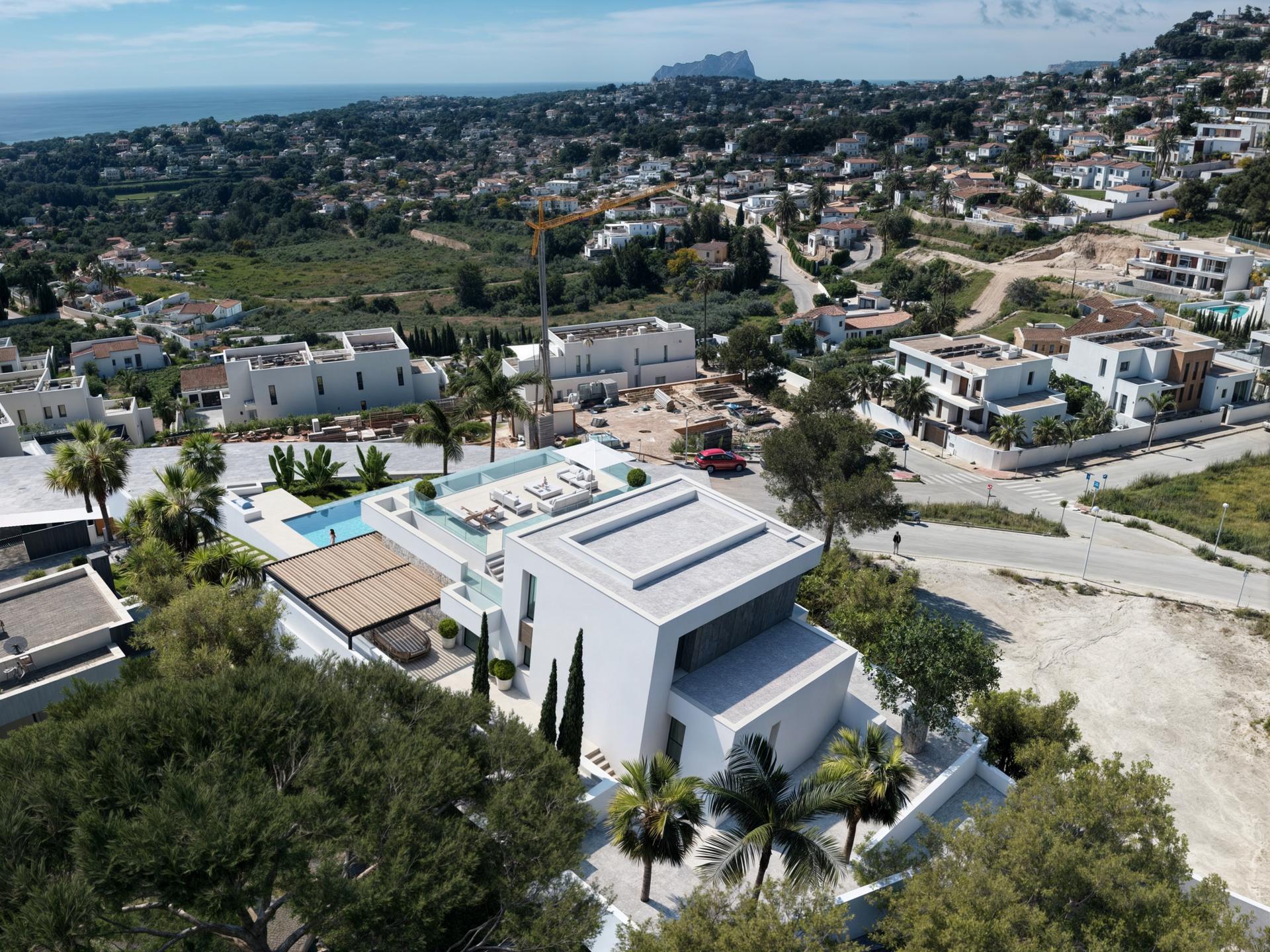 Pool area of new-build villa in El Portet, Moraira