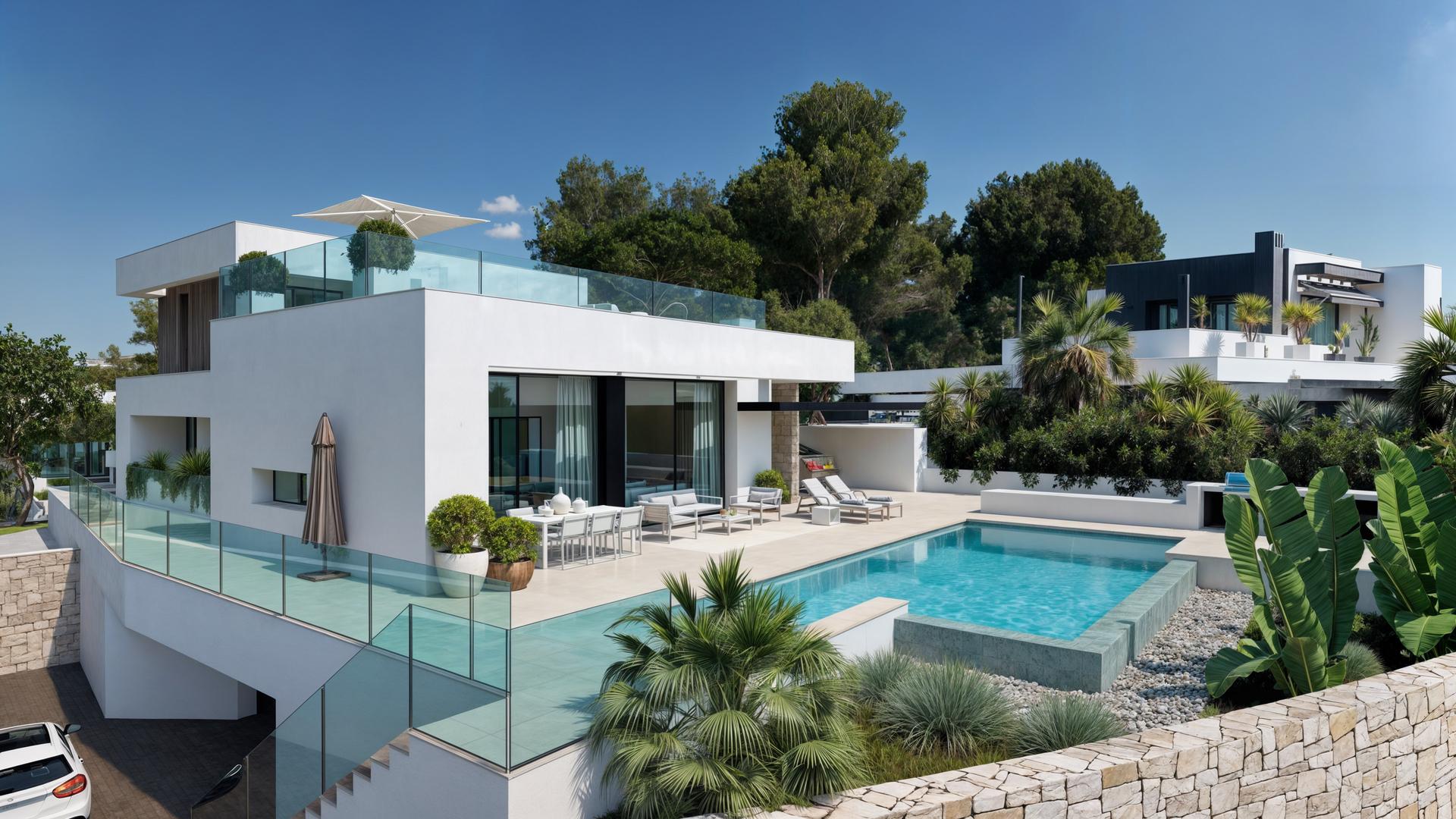 Living area in 5-bedroom new-build villa, El Portet, Moraira