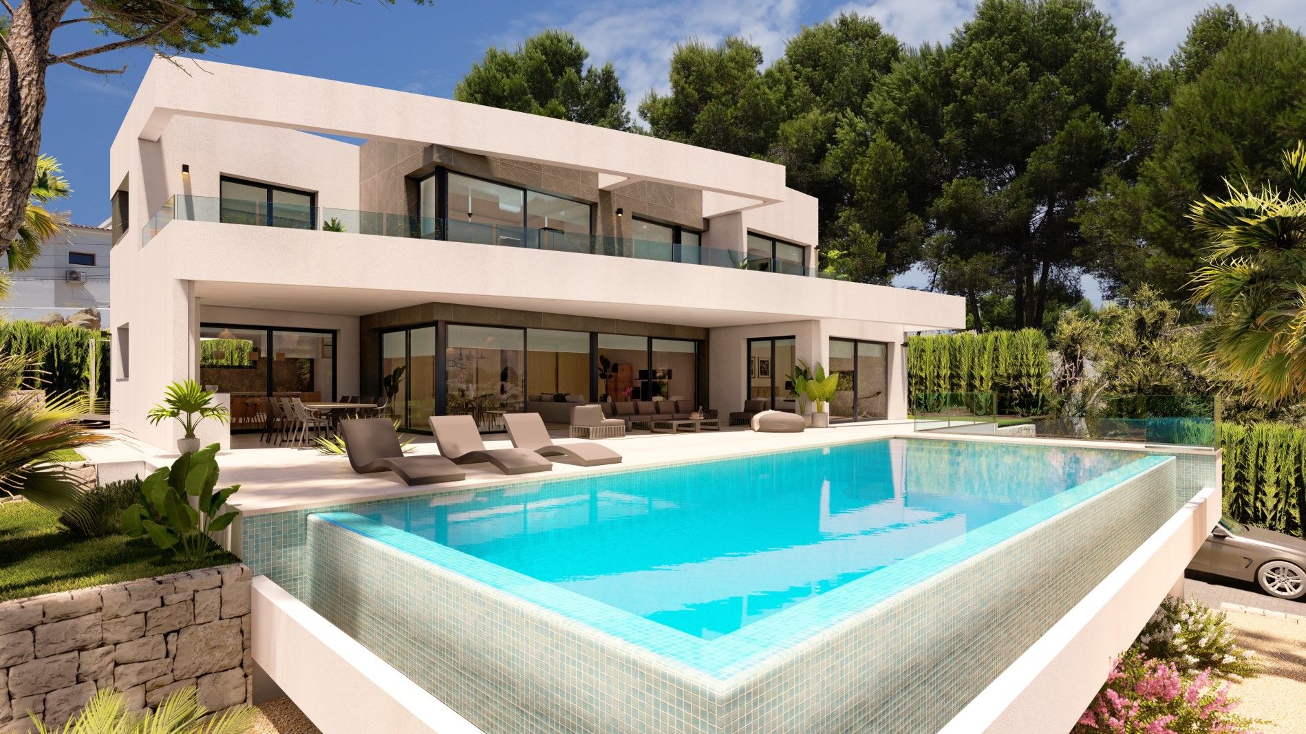 Pool area of new-build villa, Benimeit-Tabaira, Moraira
