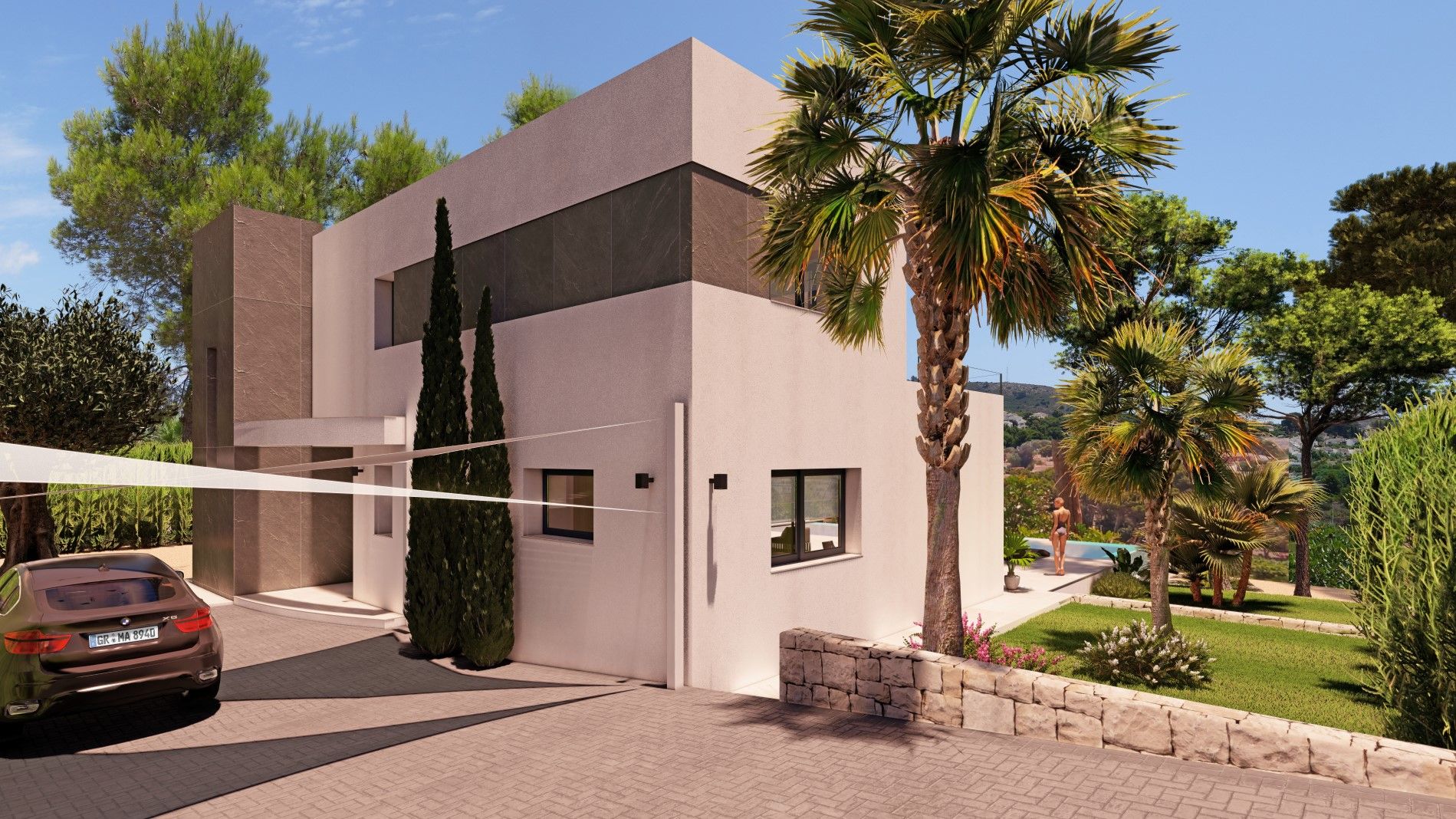 Floor plan of 4-bedroom villa in Benimeit-Tabaira, Moraira showing ground level