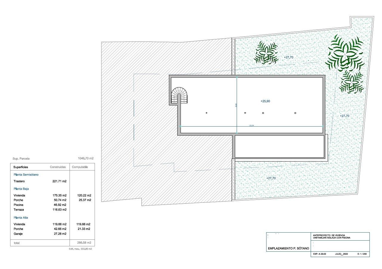 Site plan of new-build villa in Benimeit-Tabaira, Moraira