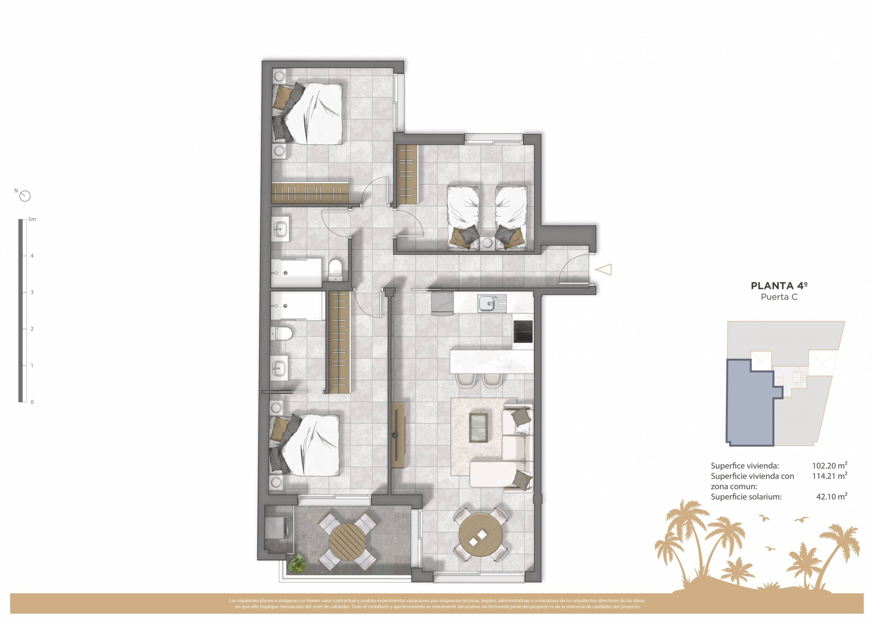 Floor plan of the 3-bedroom penthouse in CENTRO (view 9)