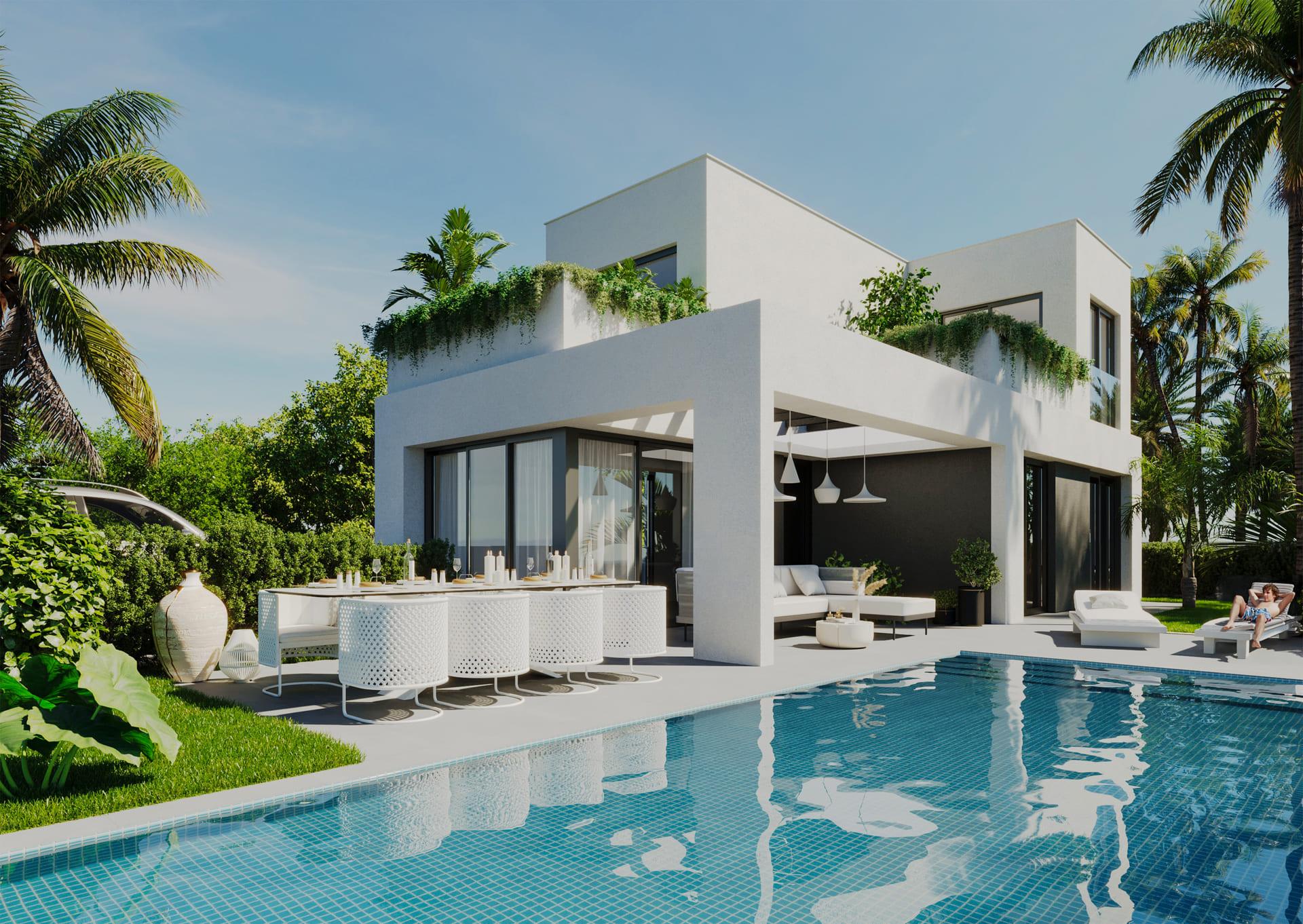 Plot boundary and garden of 6-bedroom villa in Finestrat Hills