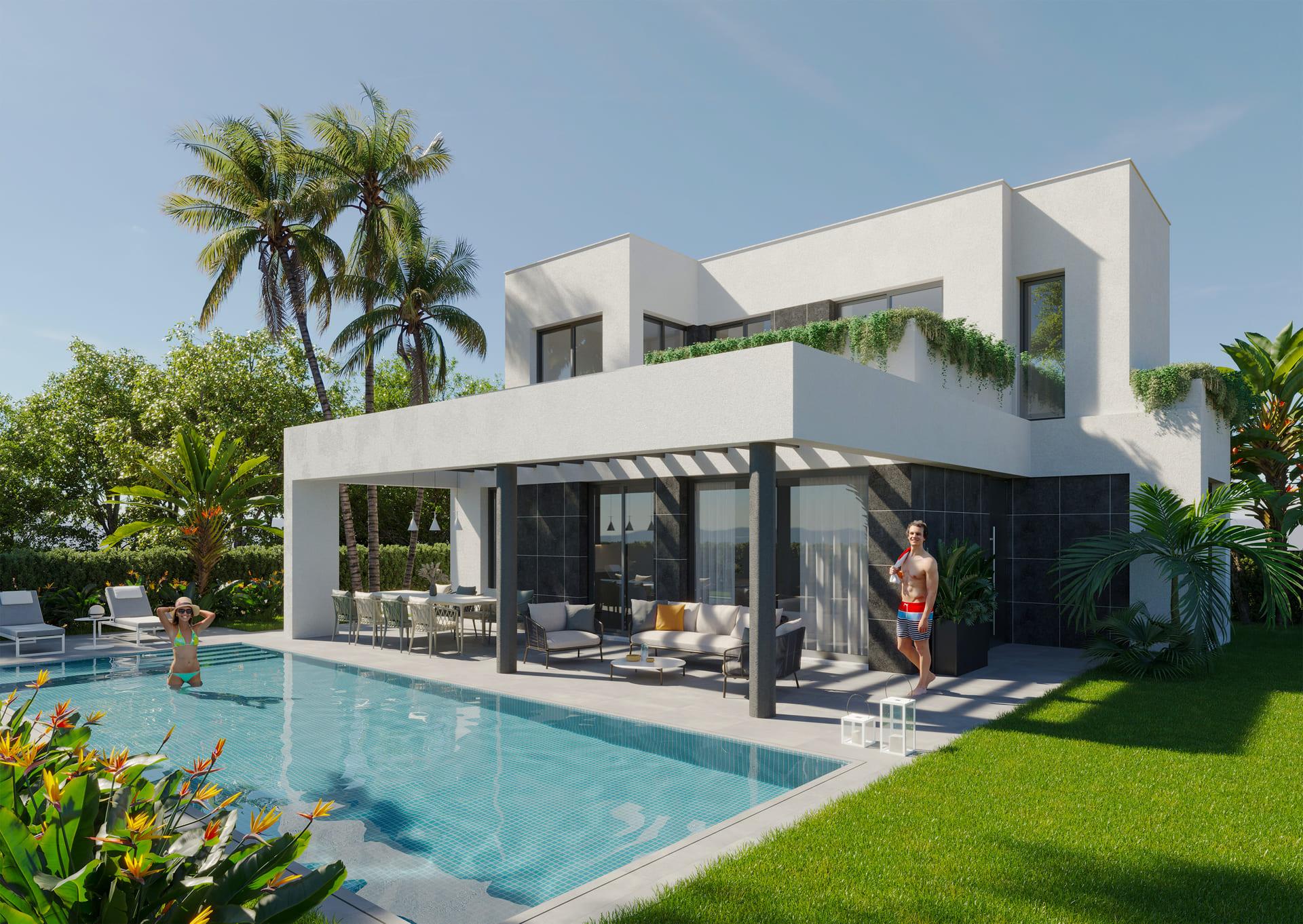 Open-plan layout in 2-bedroom townhouse, Finestrat Hills