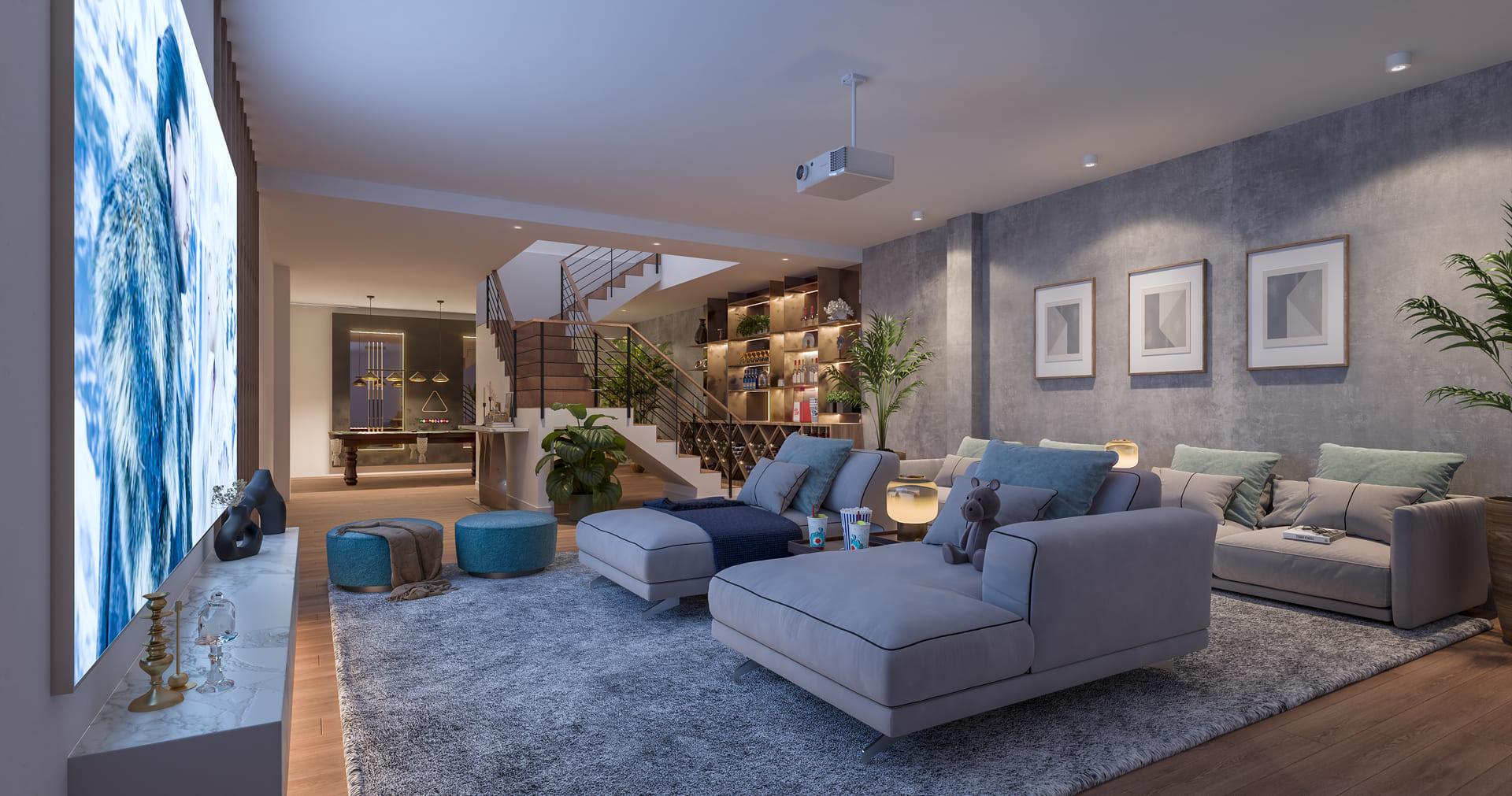 Communal pool area in new-build villa development, Puerto de Estepona