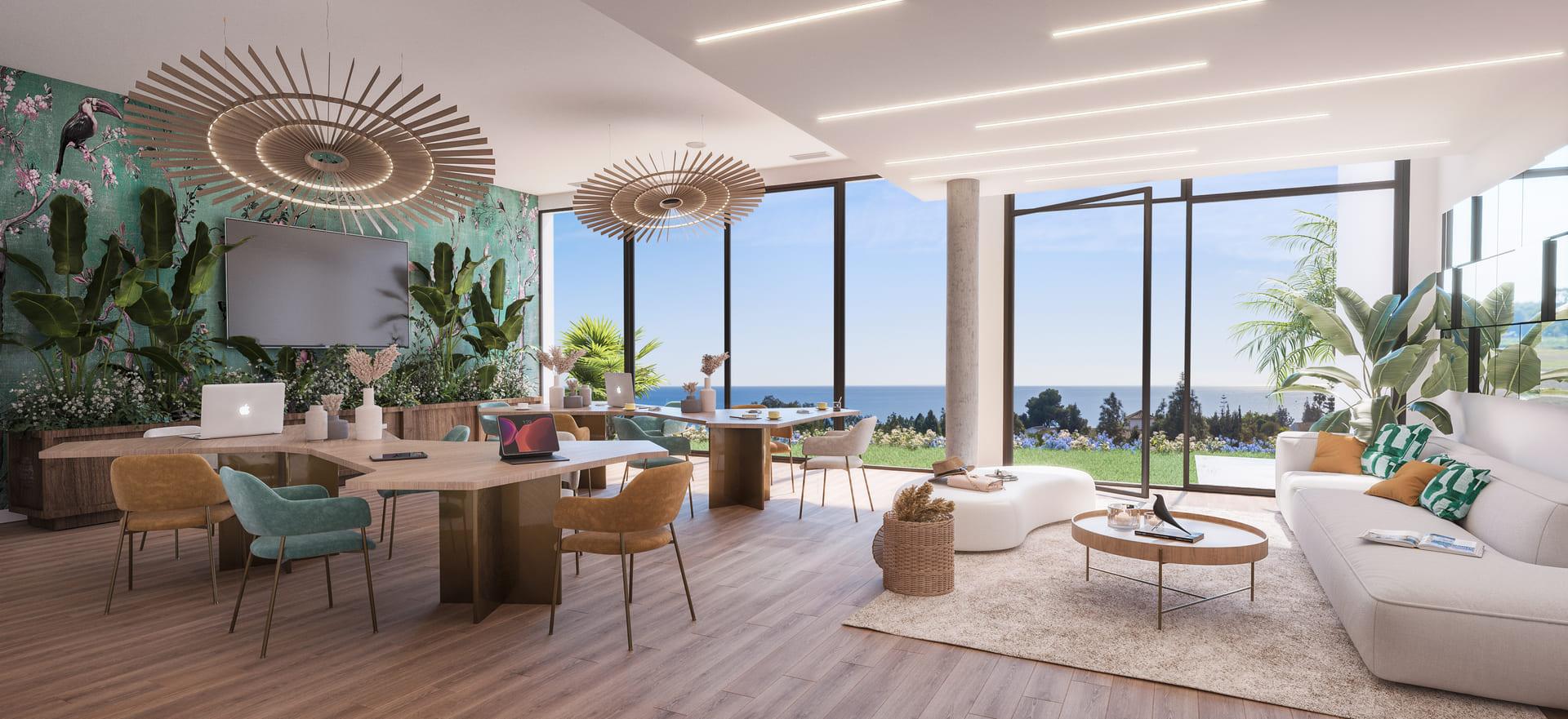 Garden or plot area of new-build villa in Calaburra, Mijas