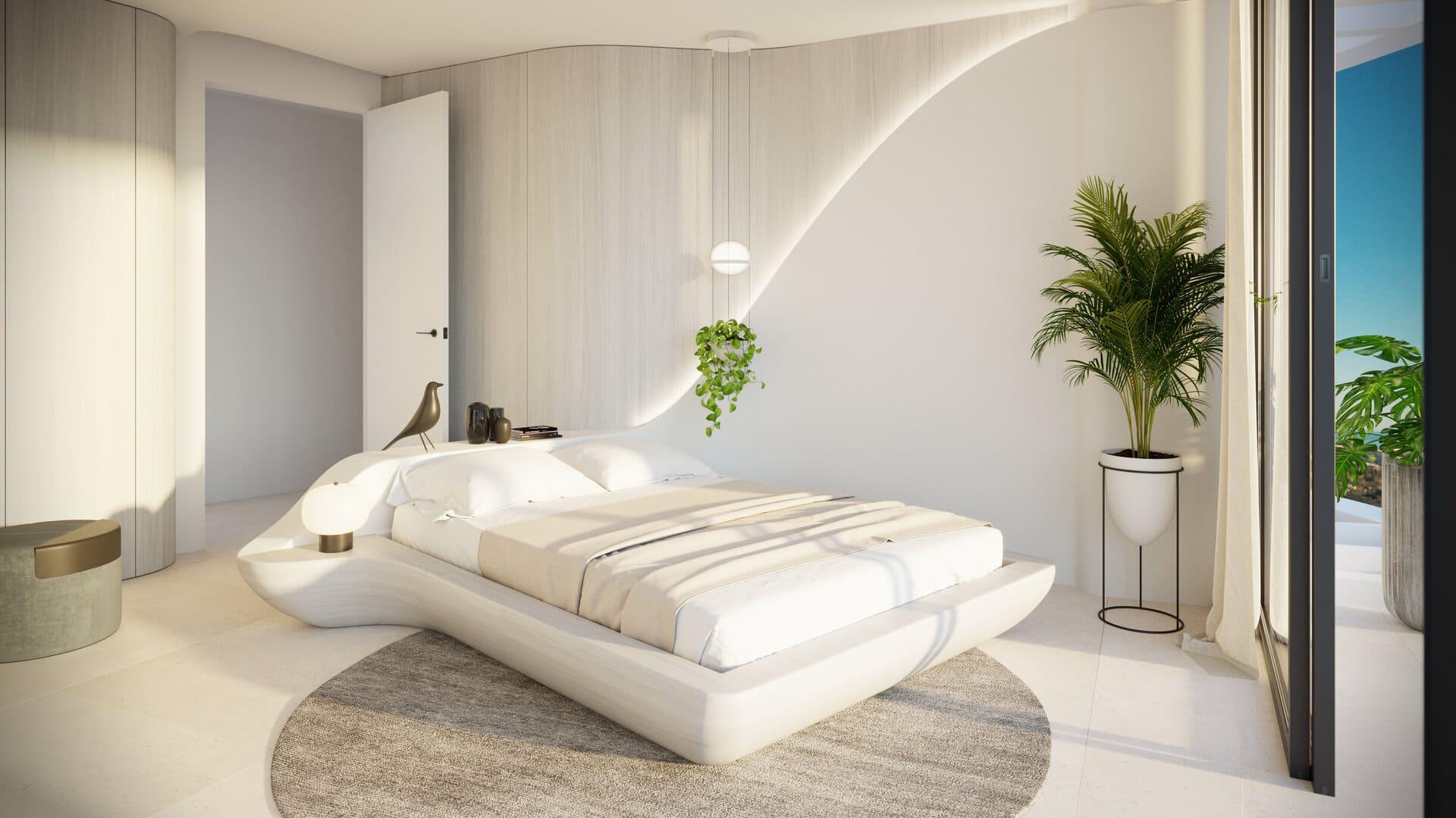 Bedroom with access to terrace, La Quinta penthouse, Benahavis