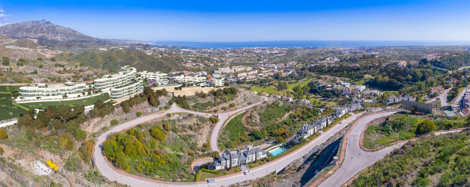 Covered terrace adjoining living room, La Quinta penthouse