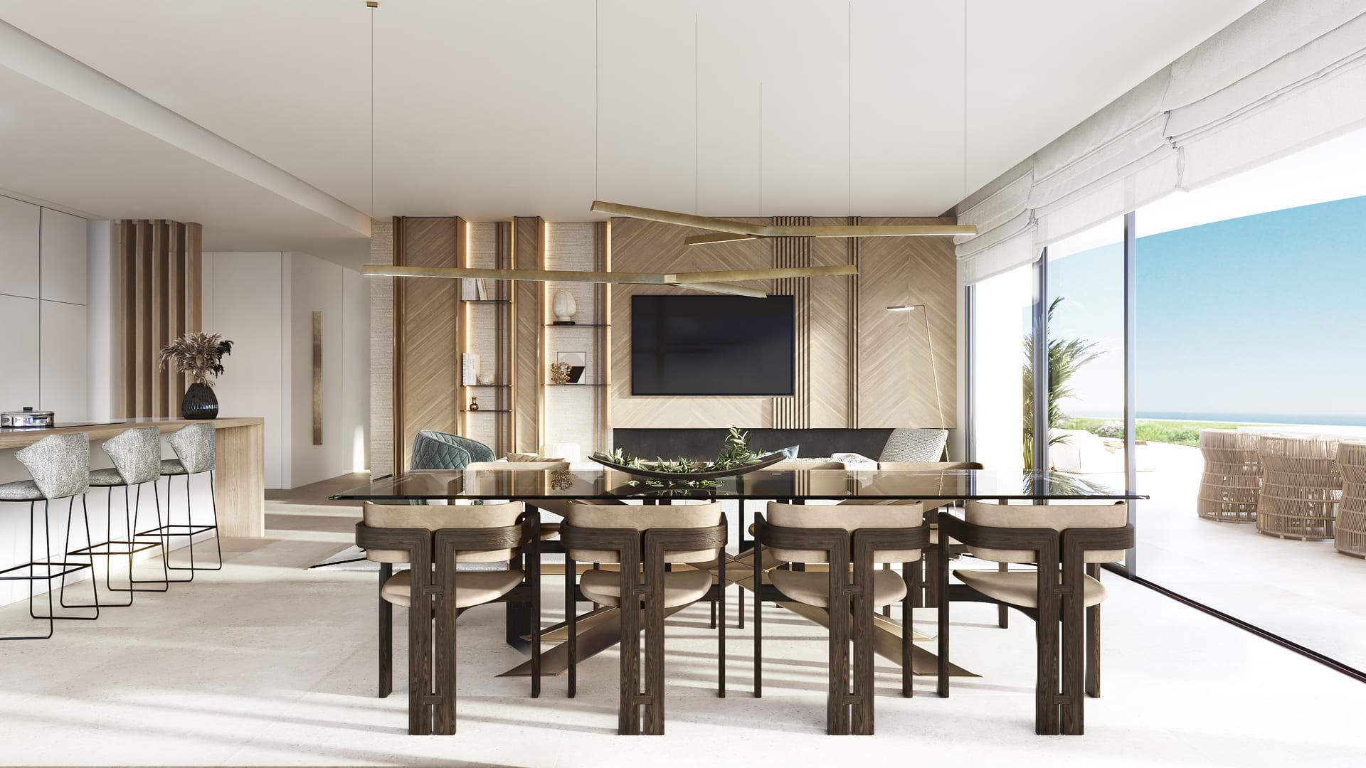 Terrace with mountain backdrop, new-build penthouse, La Quinta