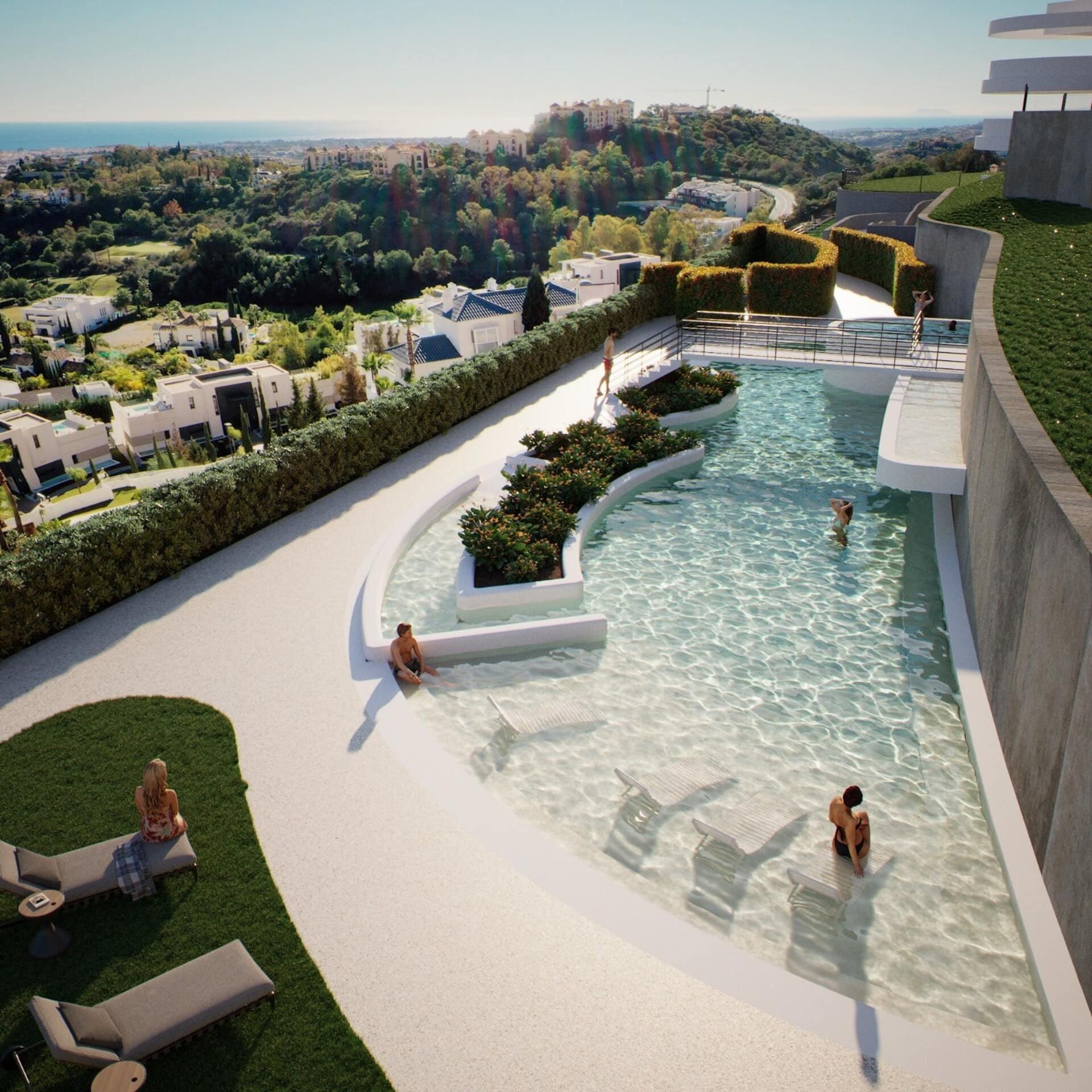 View of surrounding hillside from new-build development, La Quinta, Benahavis