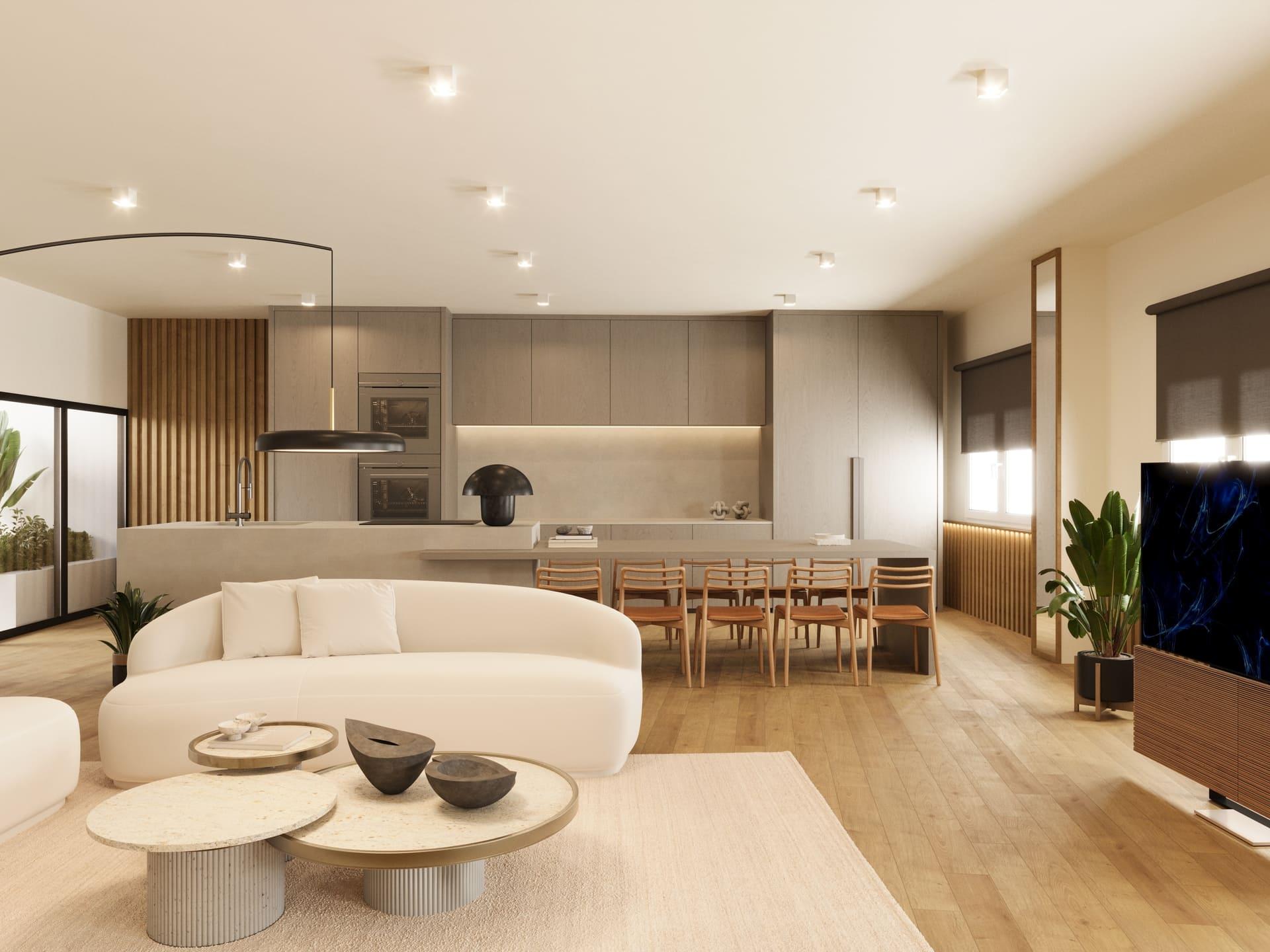 Living area in 3-bedroom apartment, Paseo de Parra