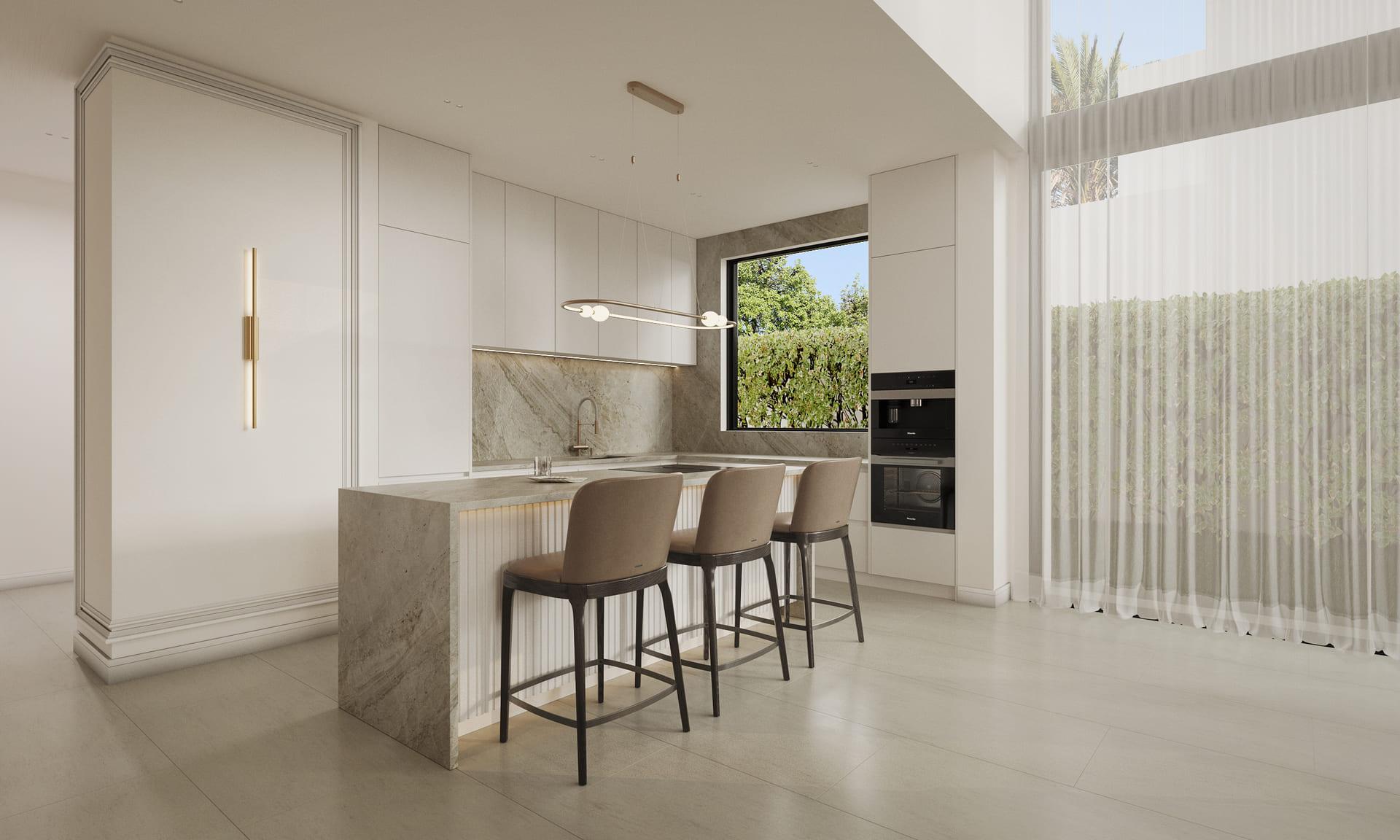 Outdoor lounge area in new-build villa, Hacienda, Marbella