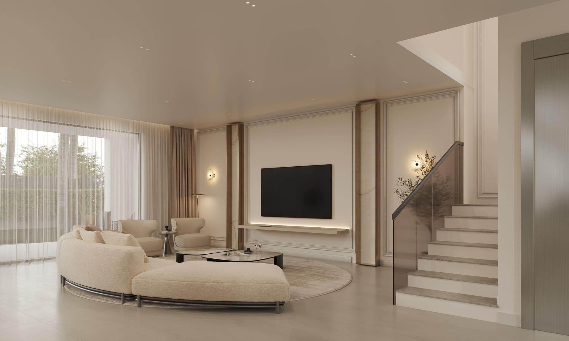 Main bedroom with large windows in new-build villa, Hacienda, Marbella