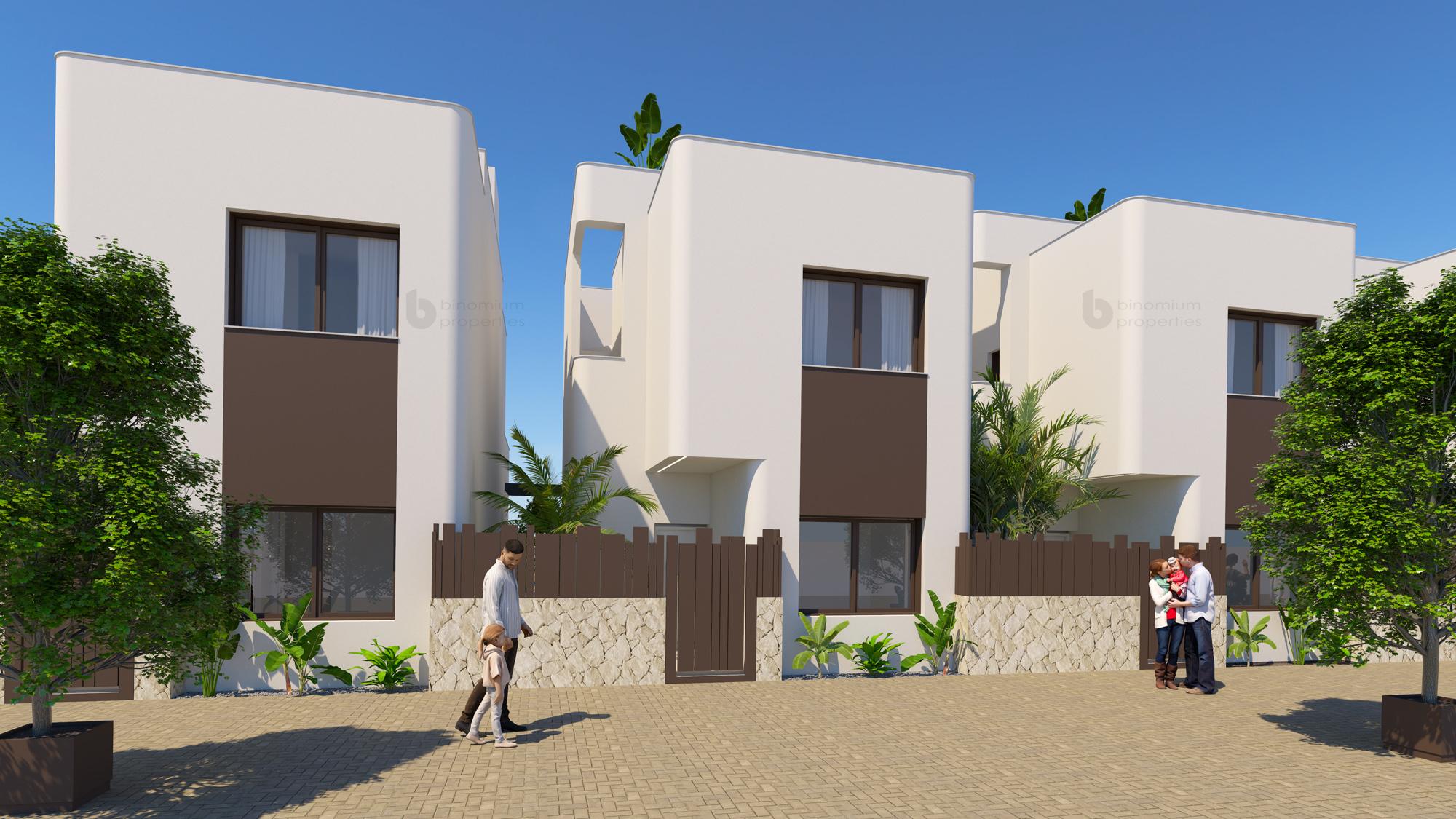 Open-plan kitchen and dining area in new-build villa, Mil Palmeras
