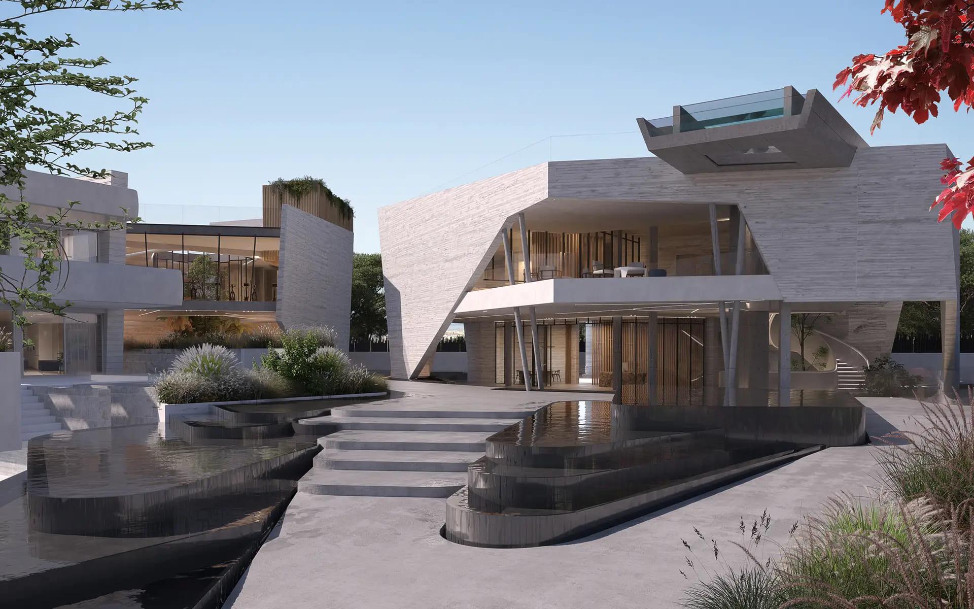 Parking area in new-build townhouse development, Santa Clara, Marbella