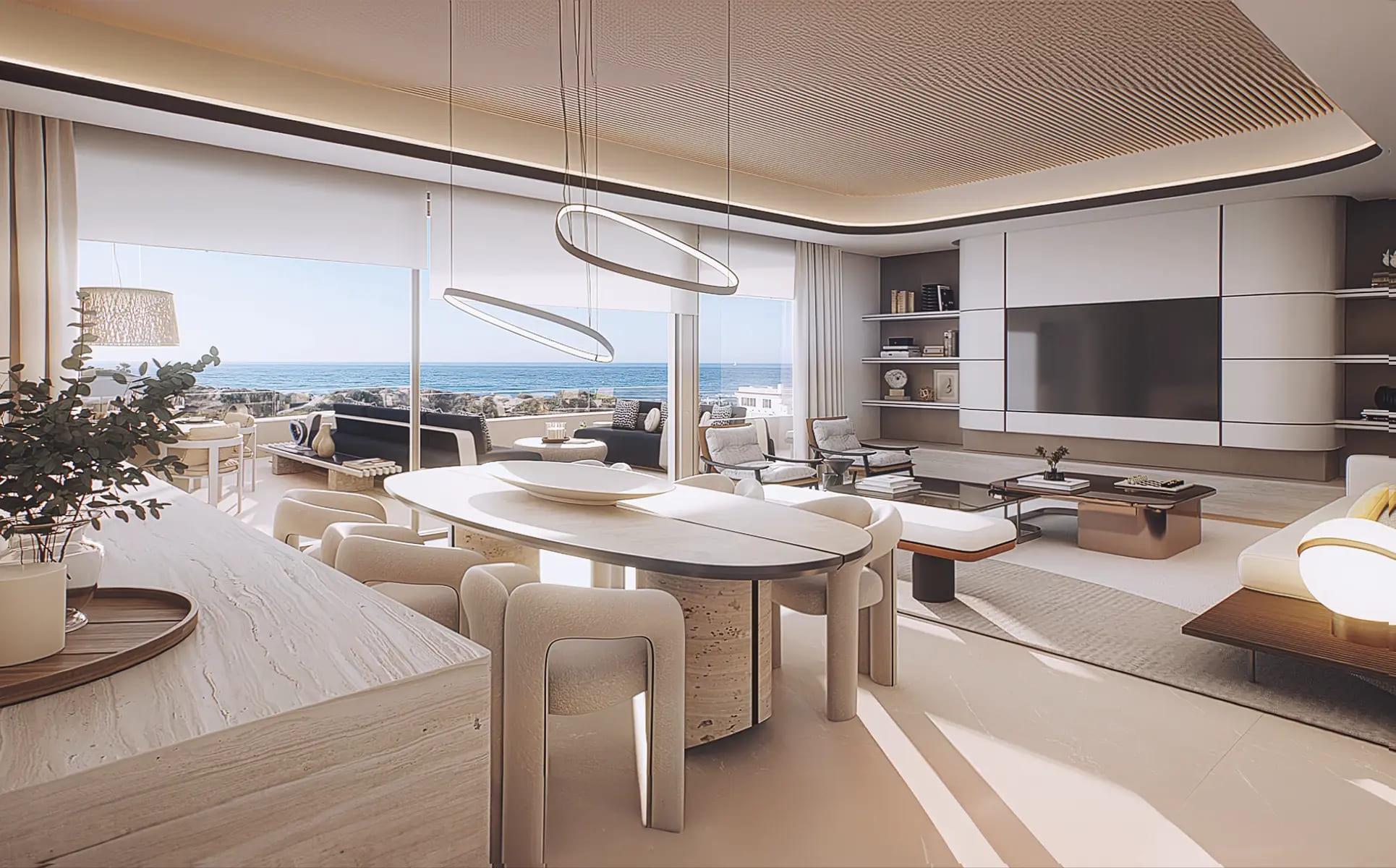Open-plan living area in 4-bedroom townhouse, Santa Clara, Marbella