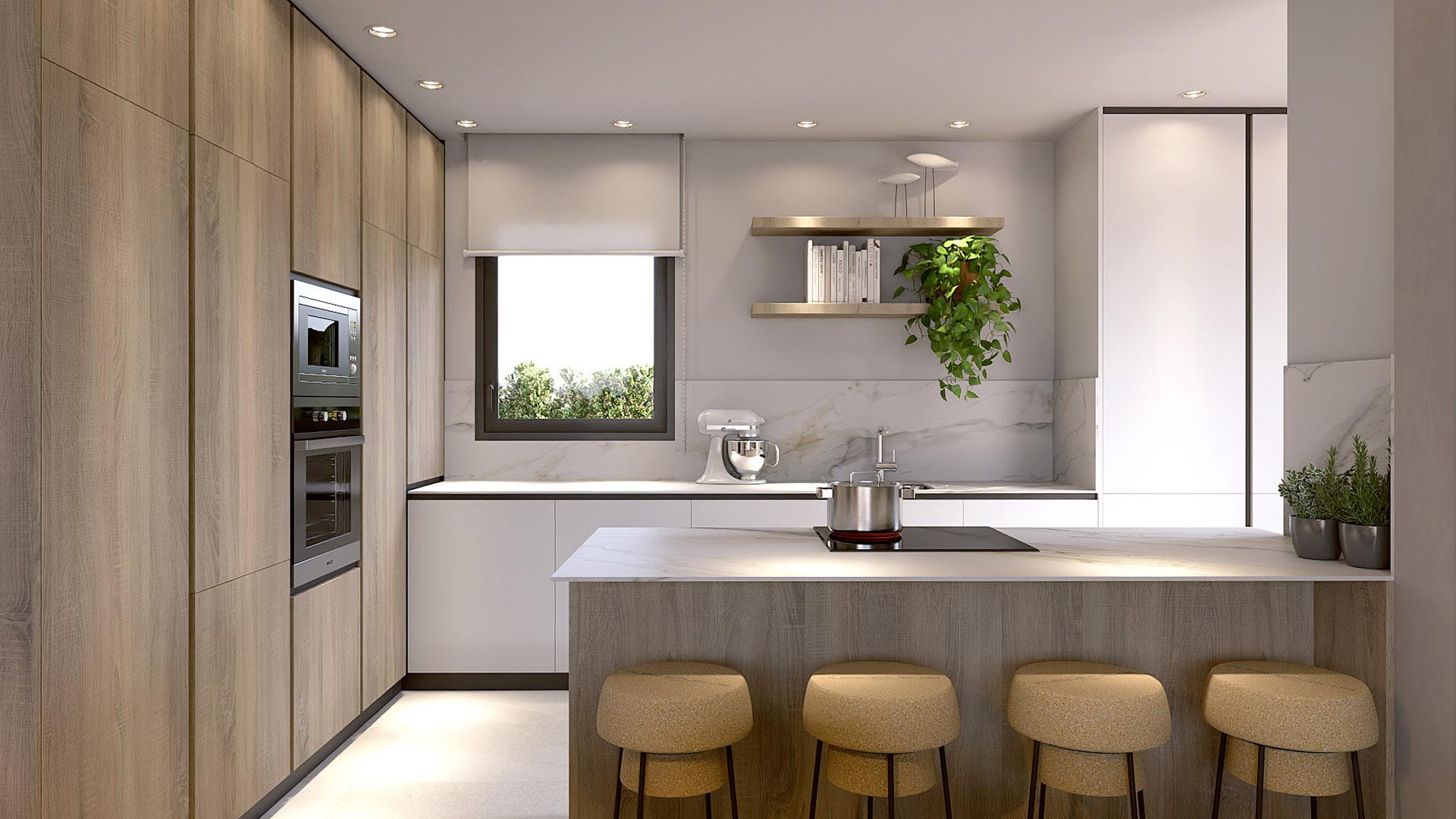 Bedroom with window overlooking plot, new-build villa, Algorfa