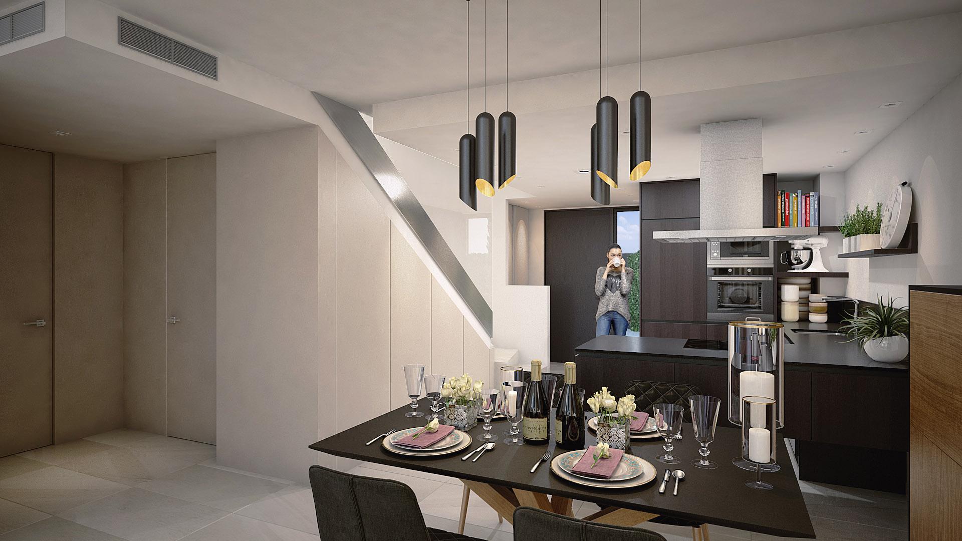 Kitchen and dining area detail, new-build villa, Algorfa