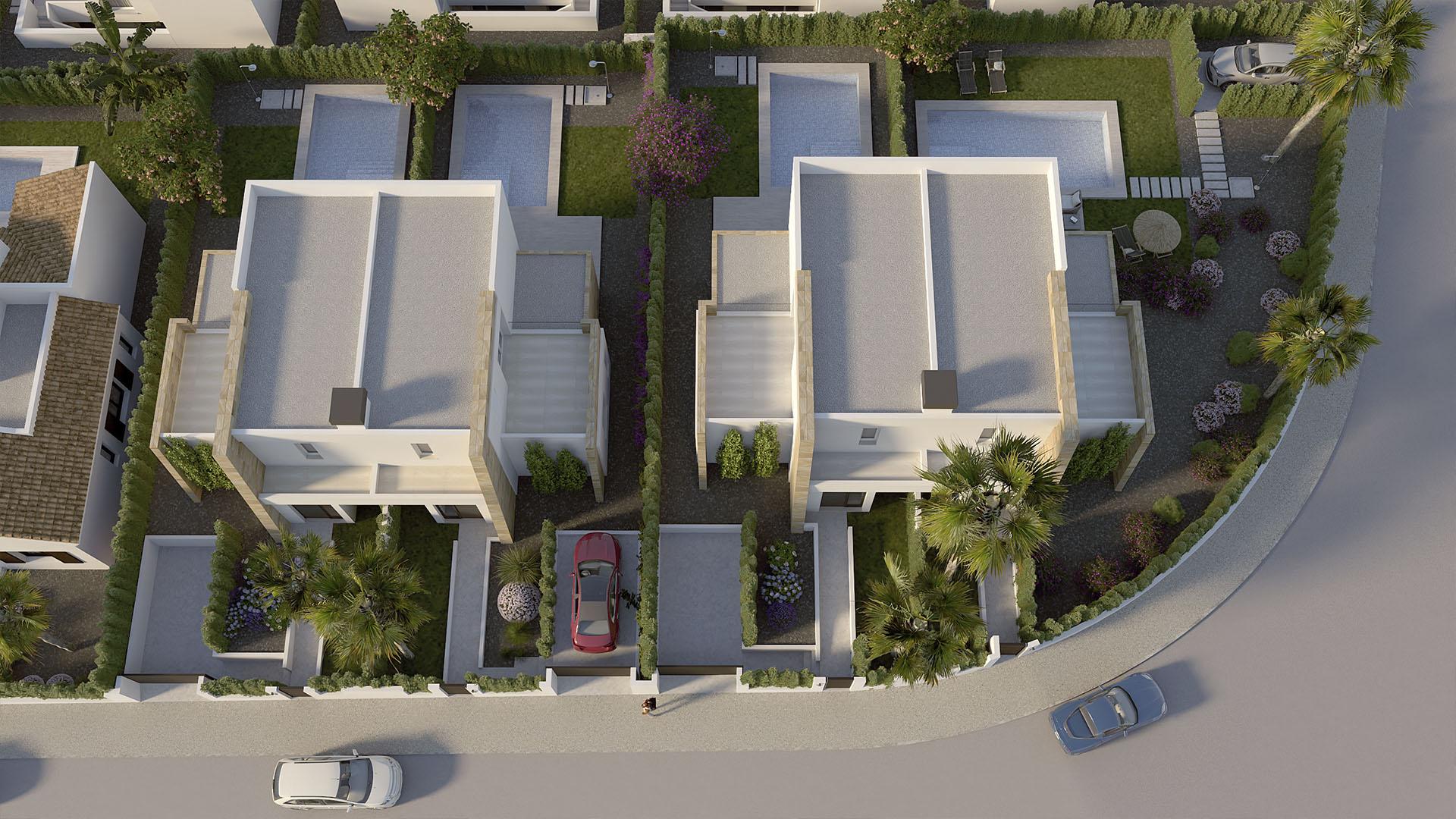 Exterior cladding and roof detail, new-build villa, Algorfa