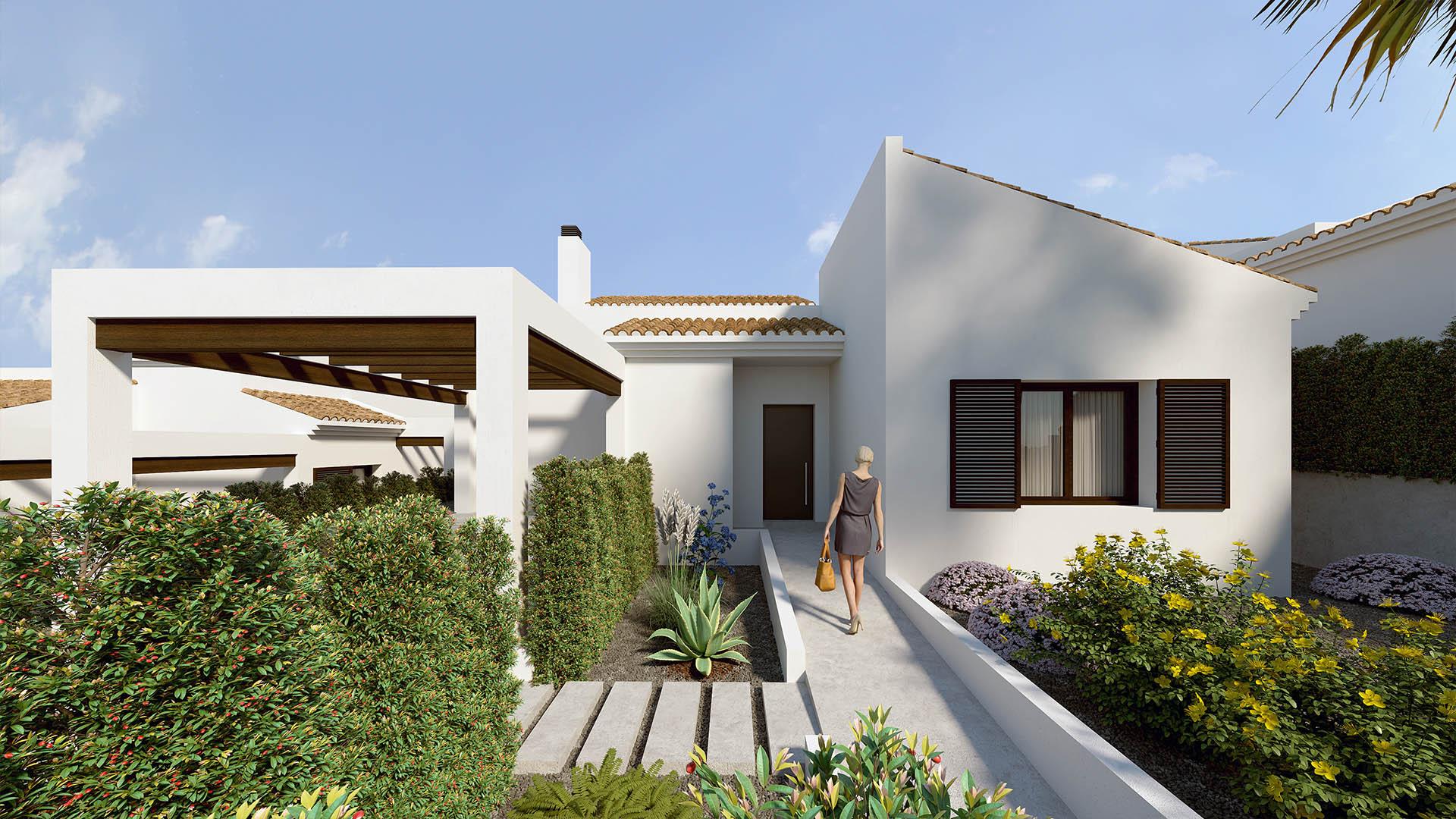 Rear garden area of 3-bedroom villa on 437m2 plot, Algorfa