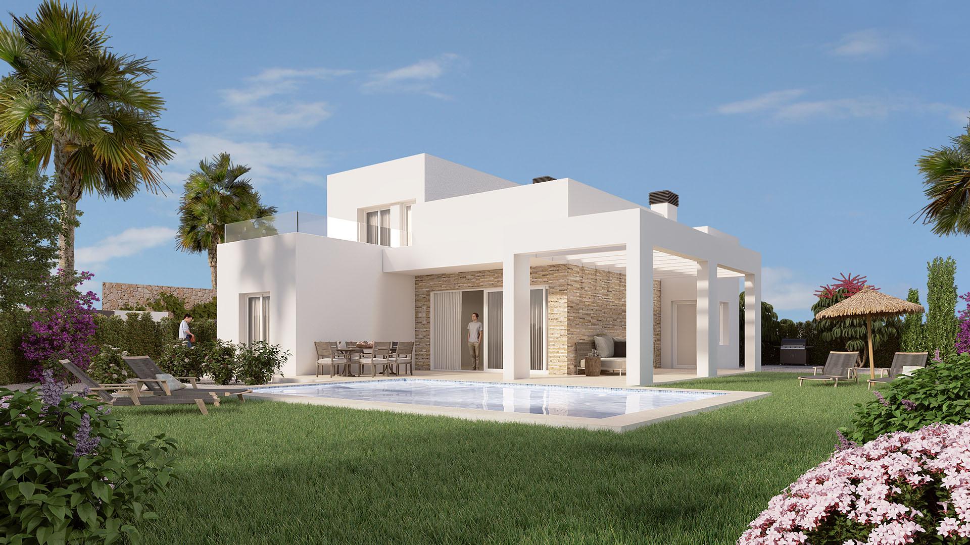 Open-plan living and dining area in 3-bedroom villa, Algorfa