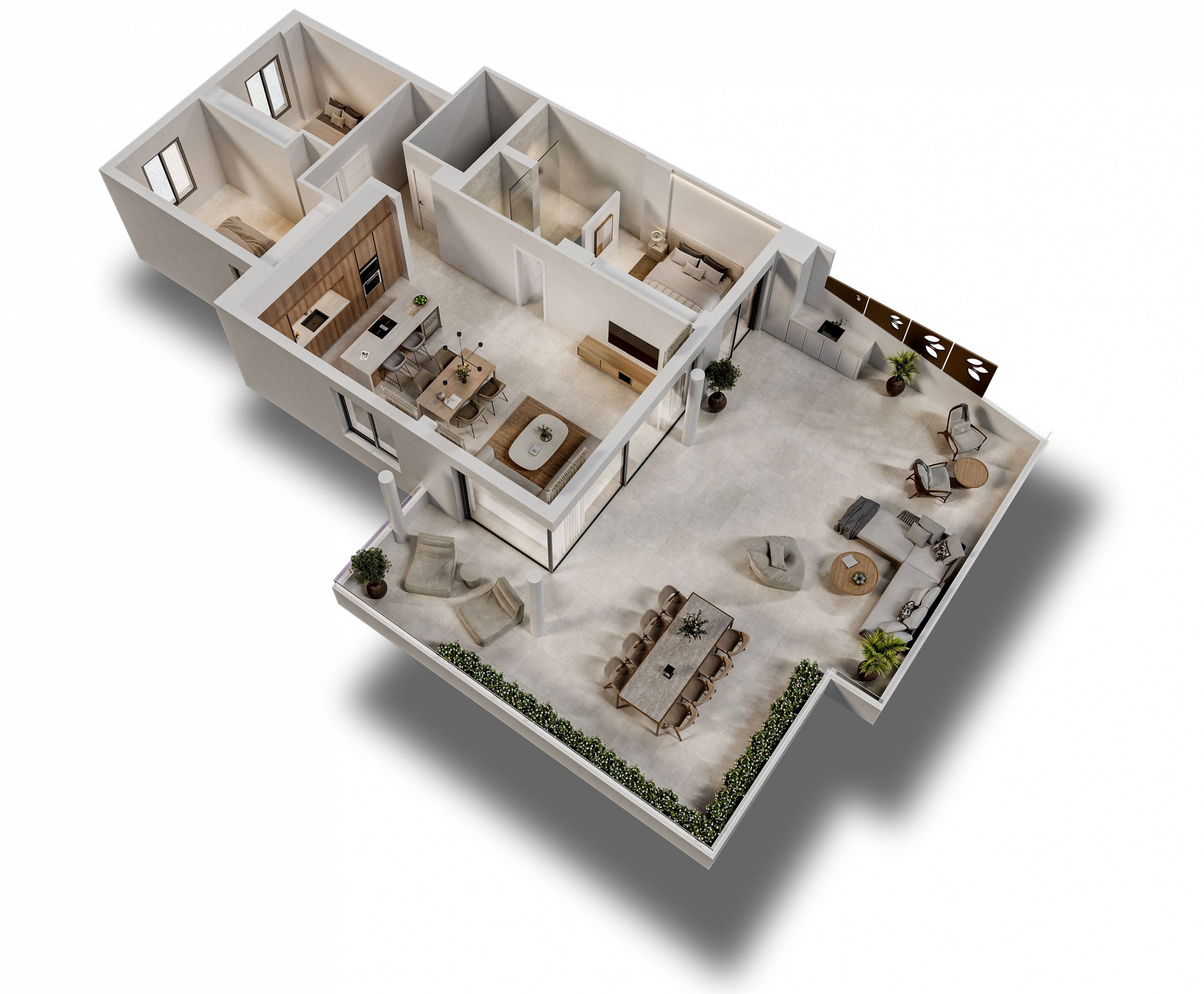 Floor plan of the 3-bedroom apartment in La Sella