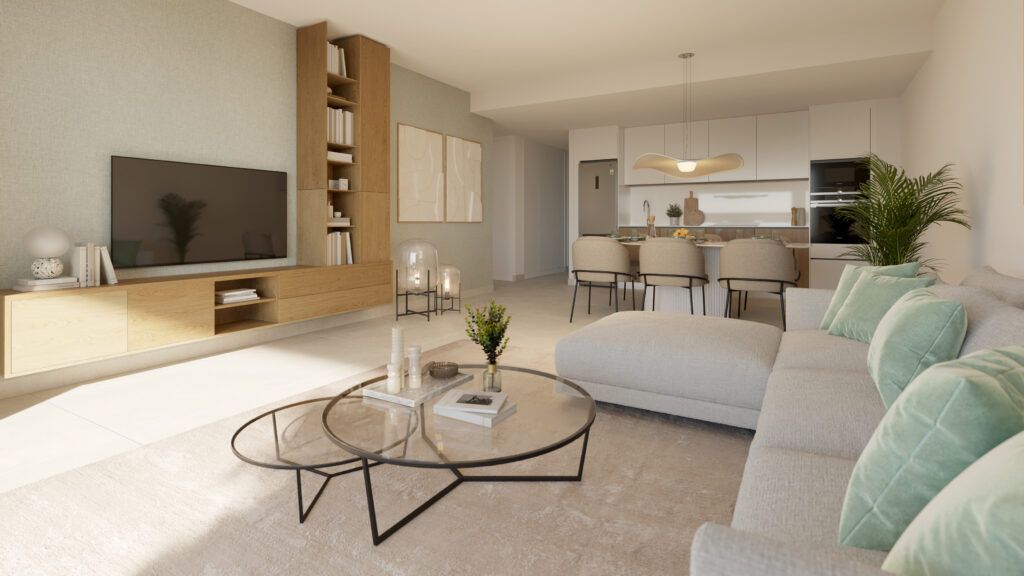 Living area in 3-bedroom new-build apartment, Bel-Air-Cancelada-Saladillo, Estepona