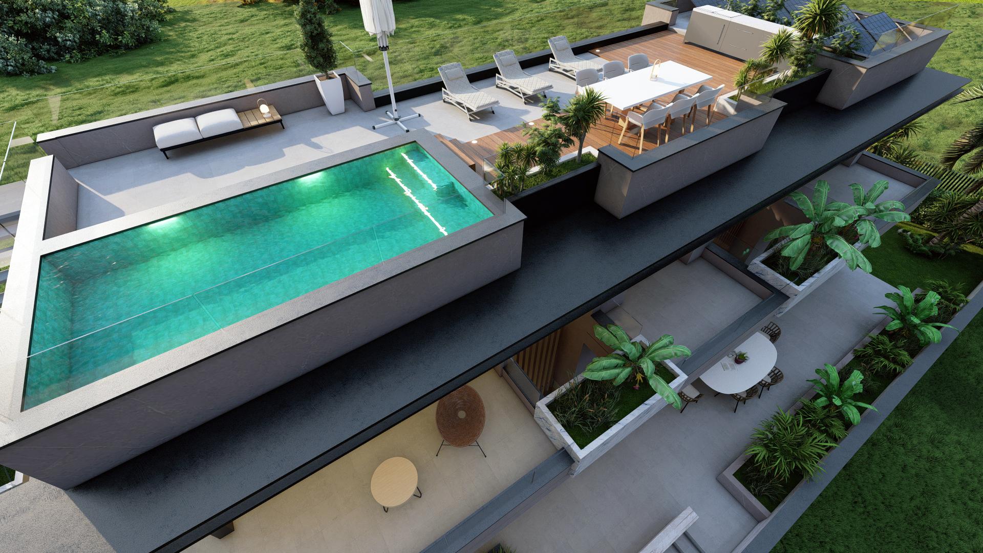 Solarium terrace with sea views, new-build villa, El Higuerón