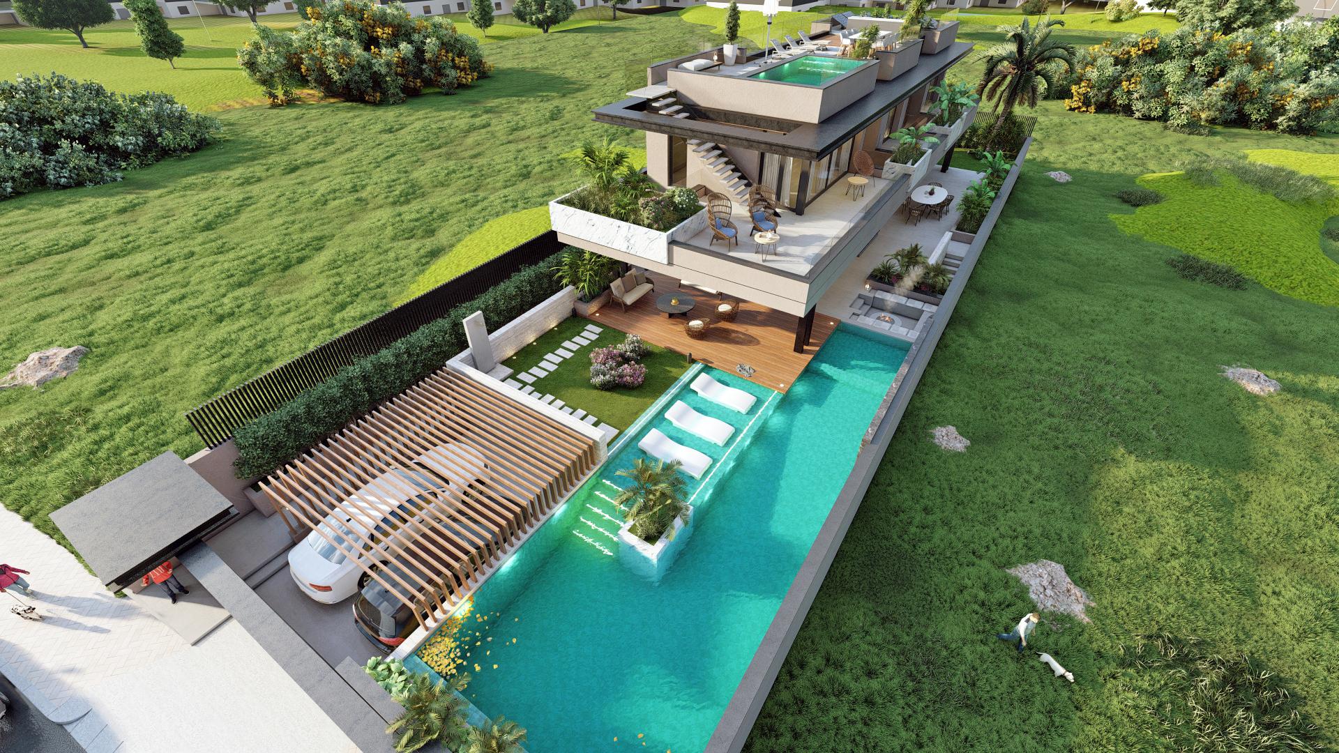 Plot boundary and landscaped garden, new-build villa, El Higuerón
