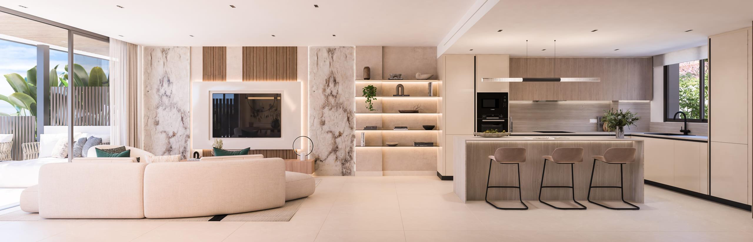 Flooring detail in 3-bedroom new-build apartment, Cancelada, Estepona
