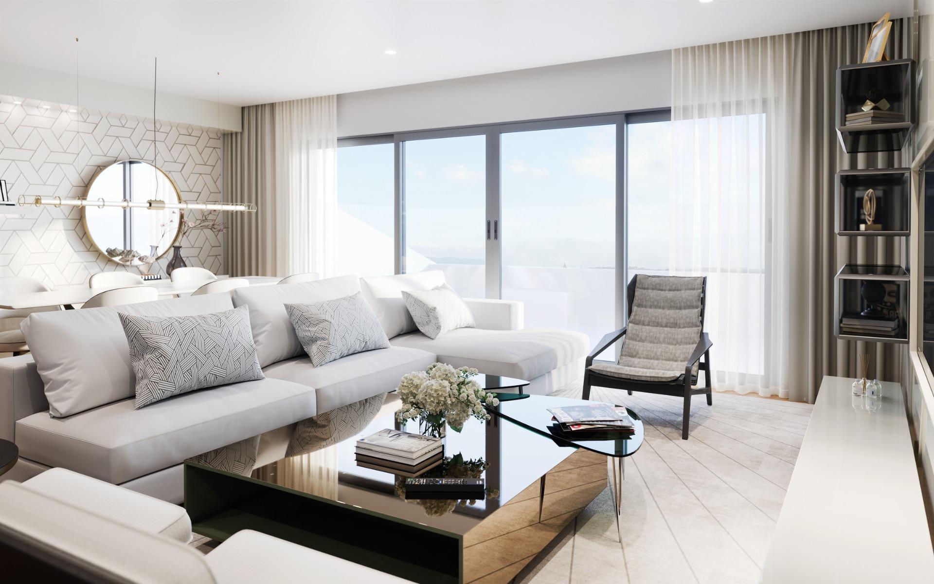 Living area in 2-bedroom apartment, Torreblanca del Sol