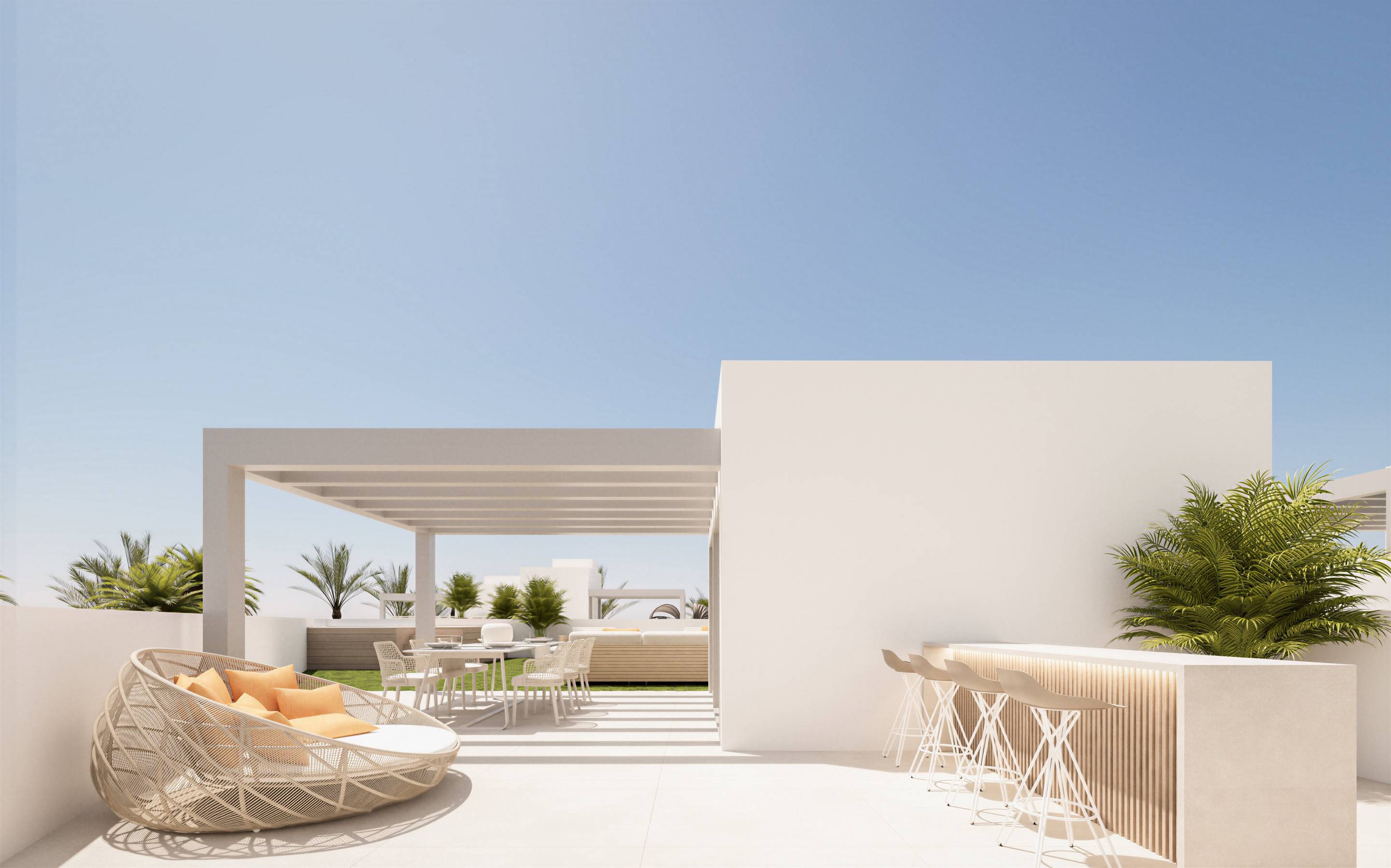 Kitchen with fitted units in new-build villa, San Pedro, Marbella