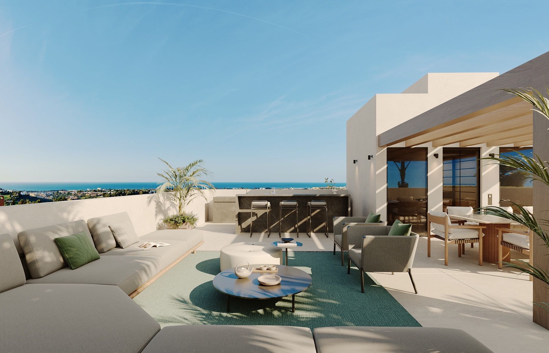 Lounge seating area in 6-bedroom new-build villa, San Pedro, Marbella
