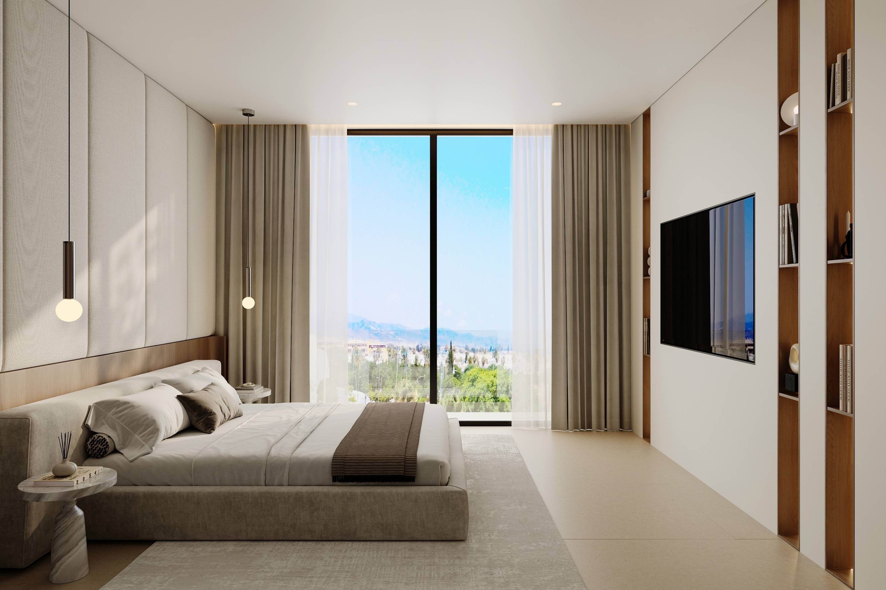 Guest bedroom interior in 6-bedroom new-build villa, San Pedro