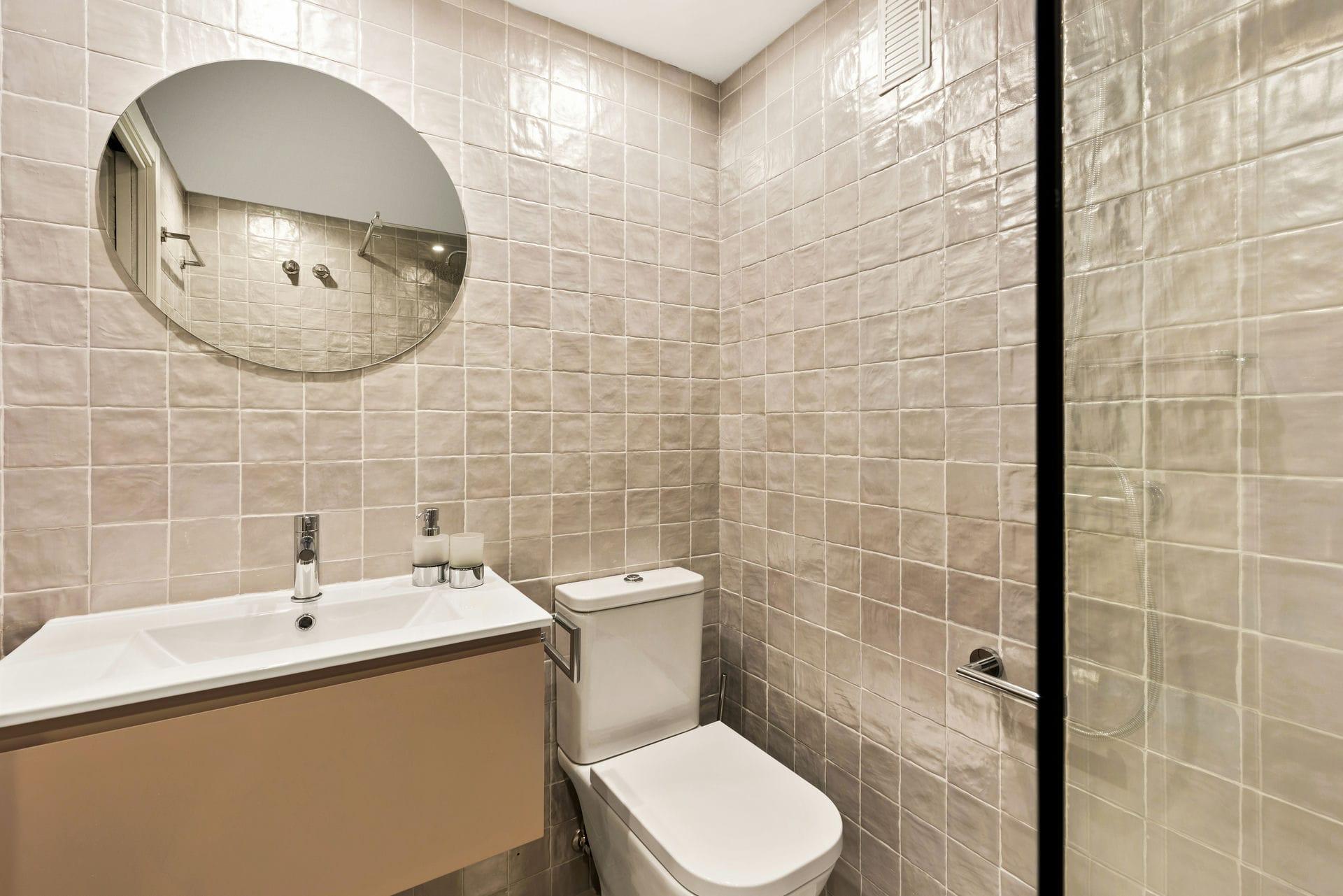 Living and dining layout, first-floor apartment, Cortés