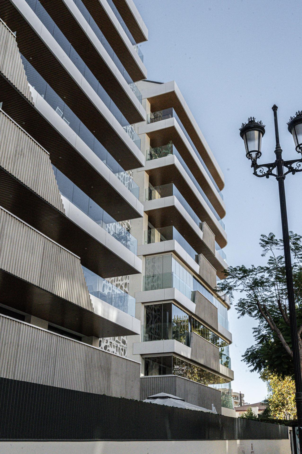 Detail of facade materials and finishes