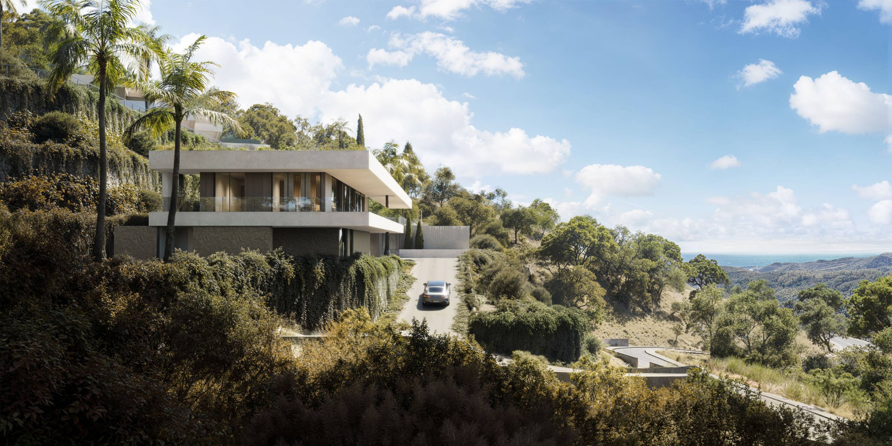 Villa for sale in Montemayor-Marbella Club, Benahavis - exterior view of new-build property on hillside plot