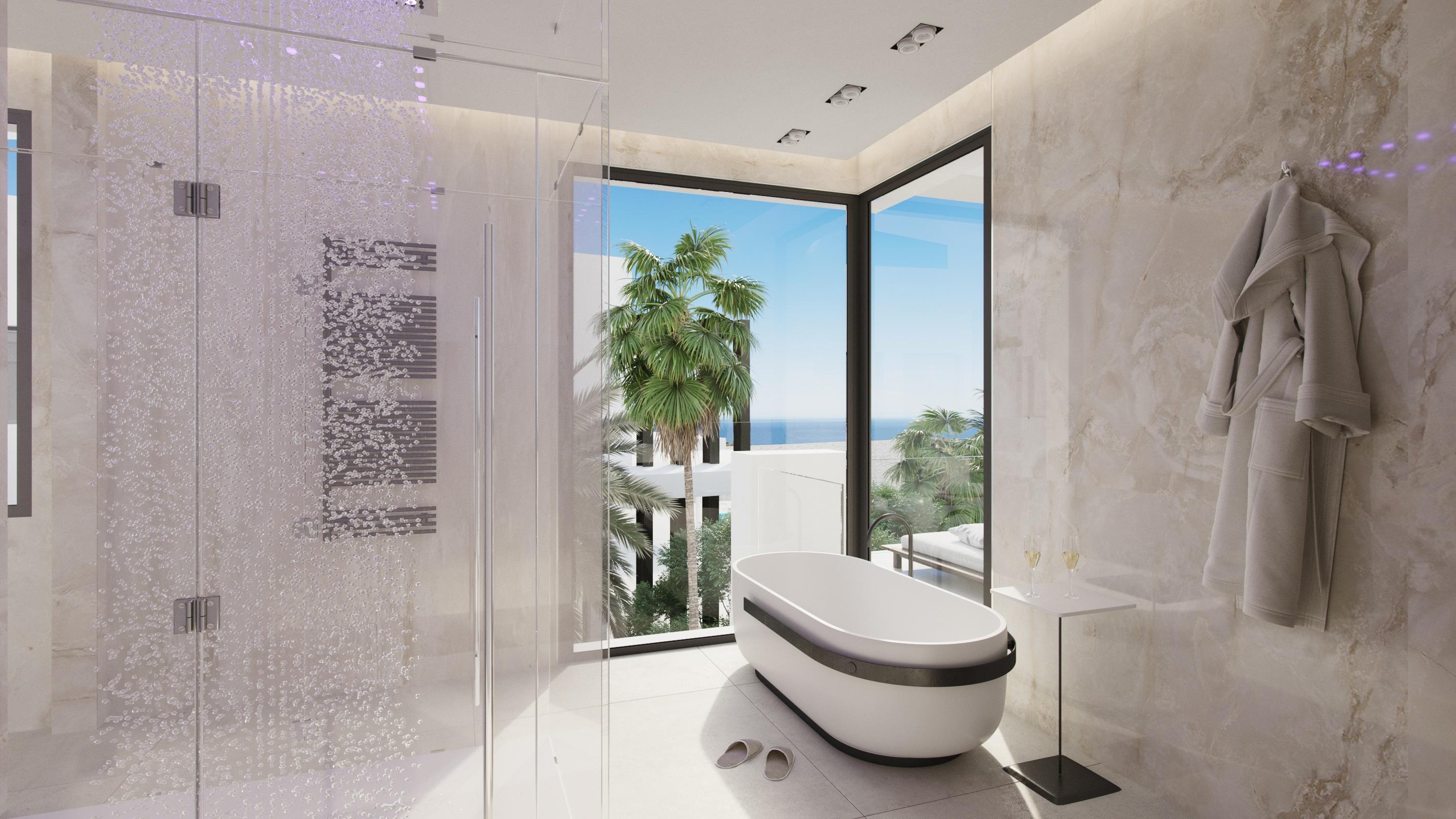 Solarium terrace area in 7-bedroom villa, Nagueles, Marbella