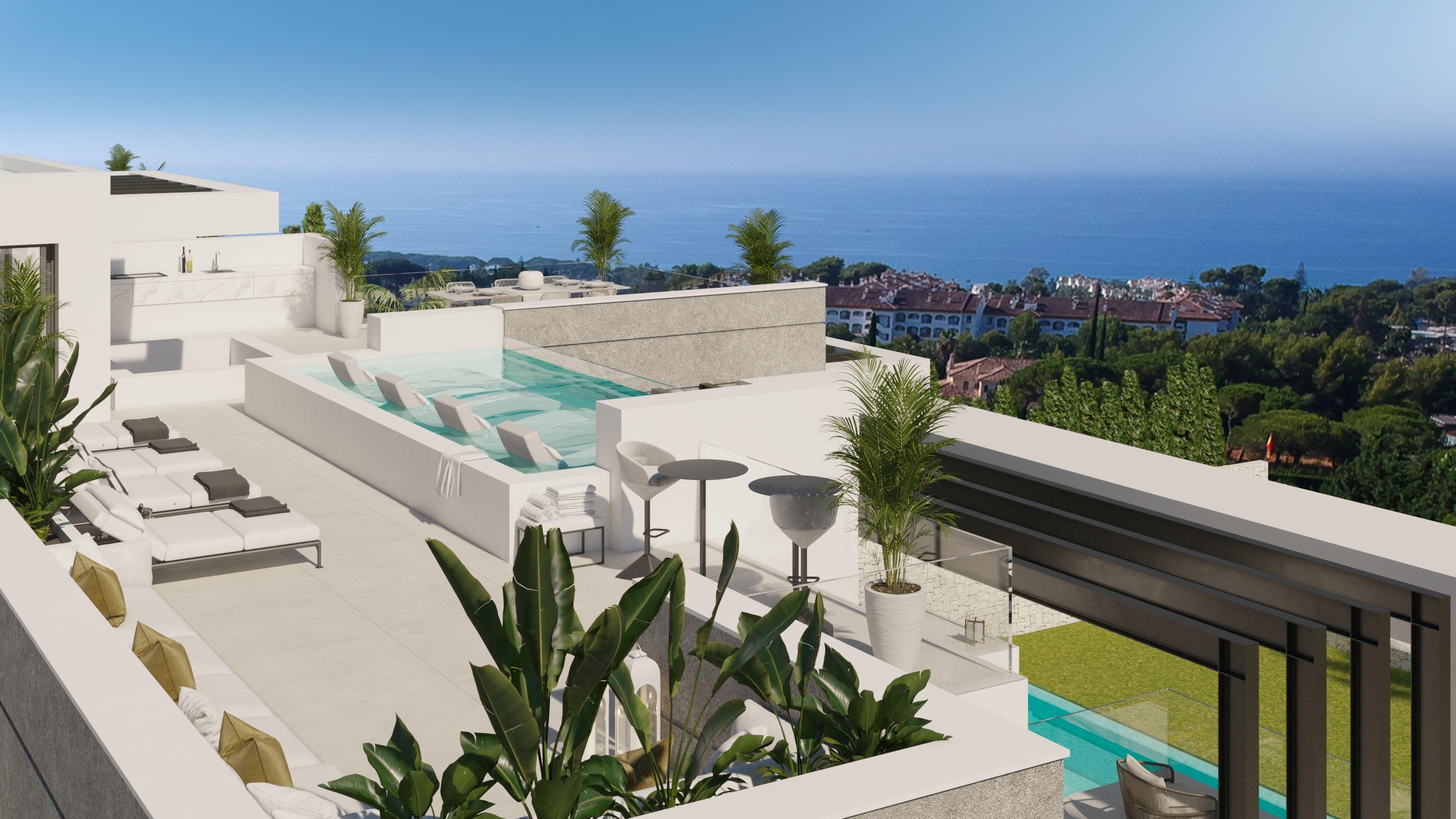 Aerial or elevated view of villa plot in Nagueles, Marbella