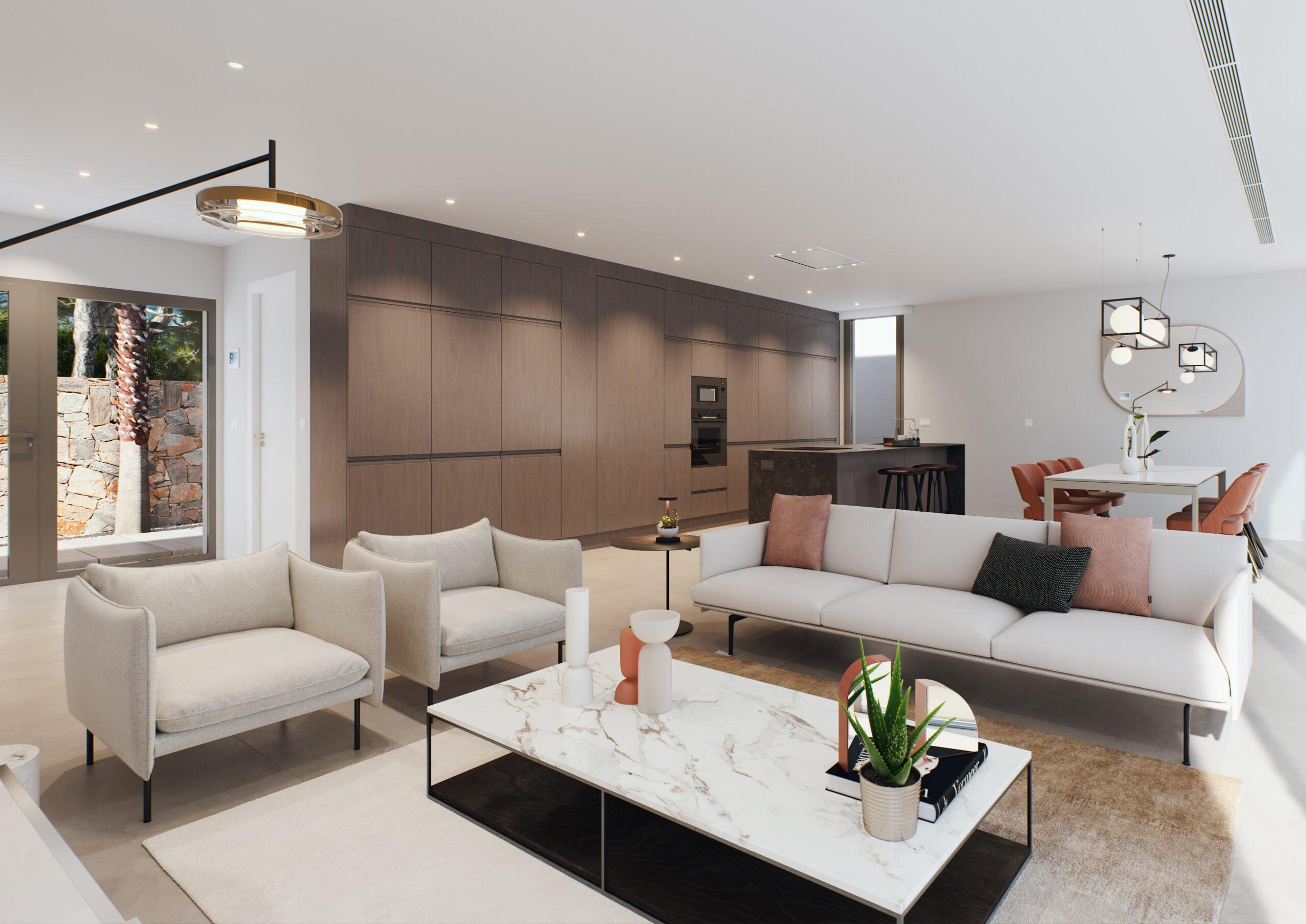Terrace and garden area of new-build villa, Las Colinas Golf, Orihuela