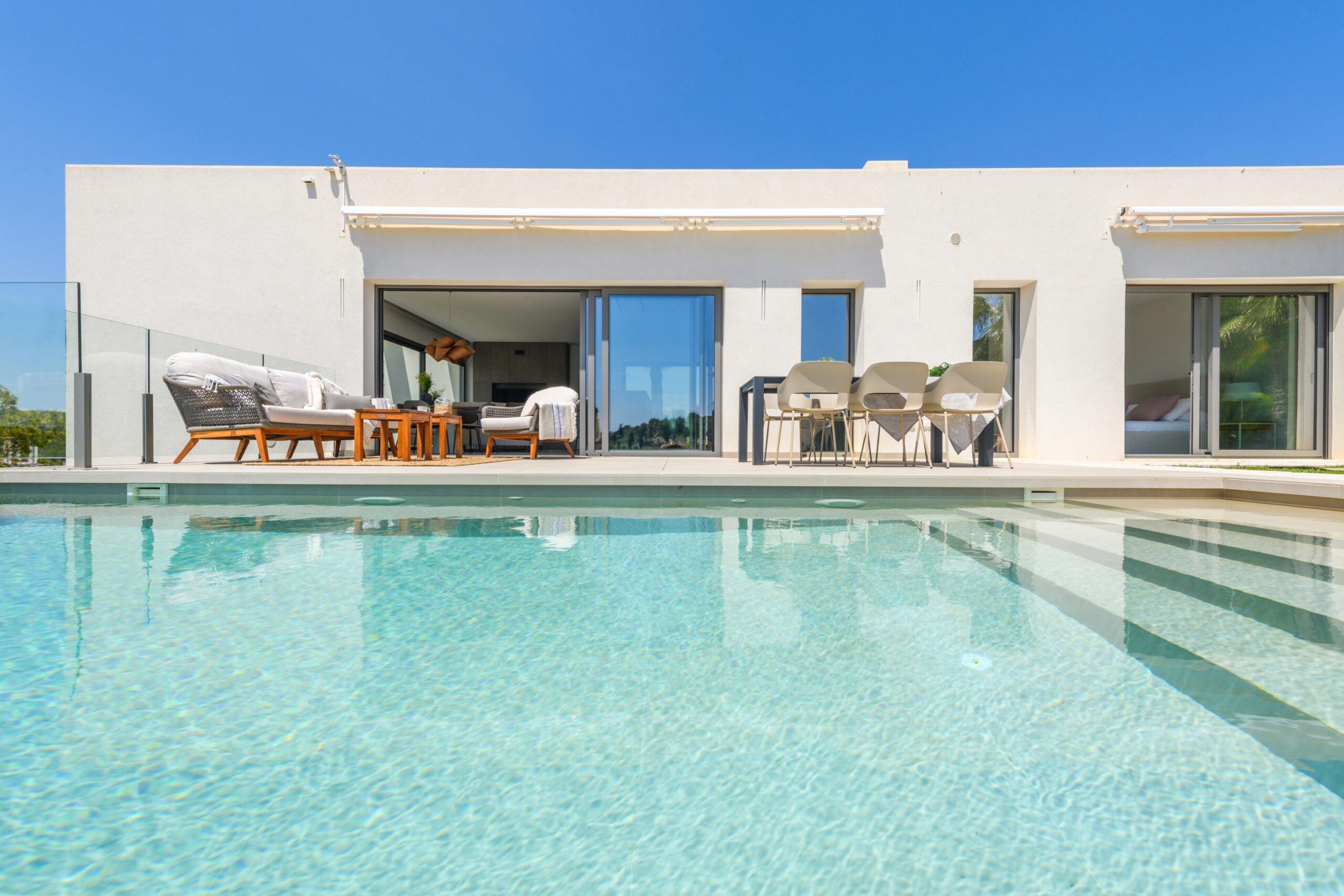 Evening exterior shot of villa, Las Colinas Golf, Orihuela