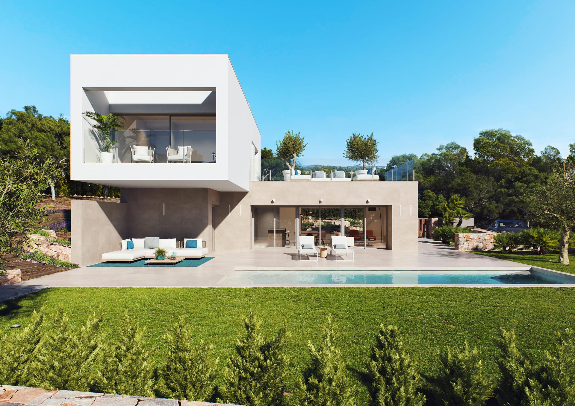 Living room with glazed doors to outdoor terrace, Las Colinas Golf villa