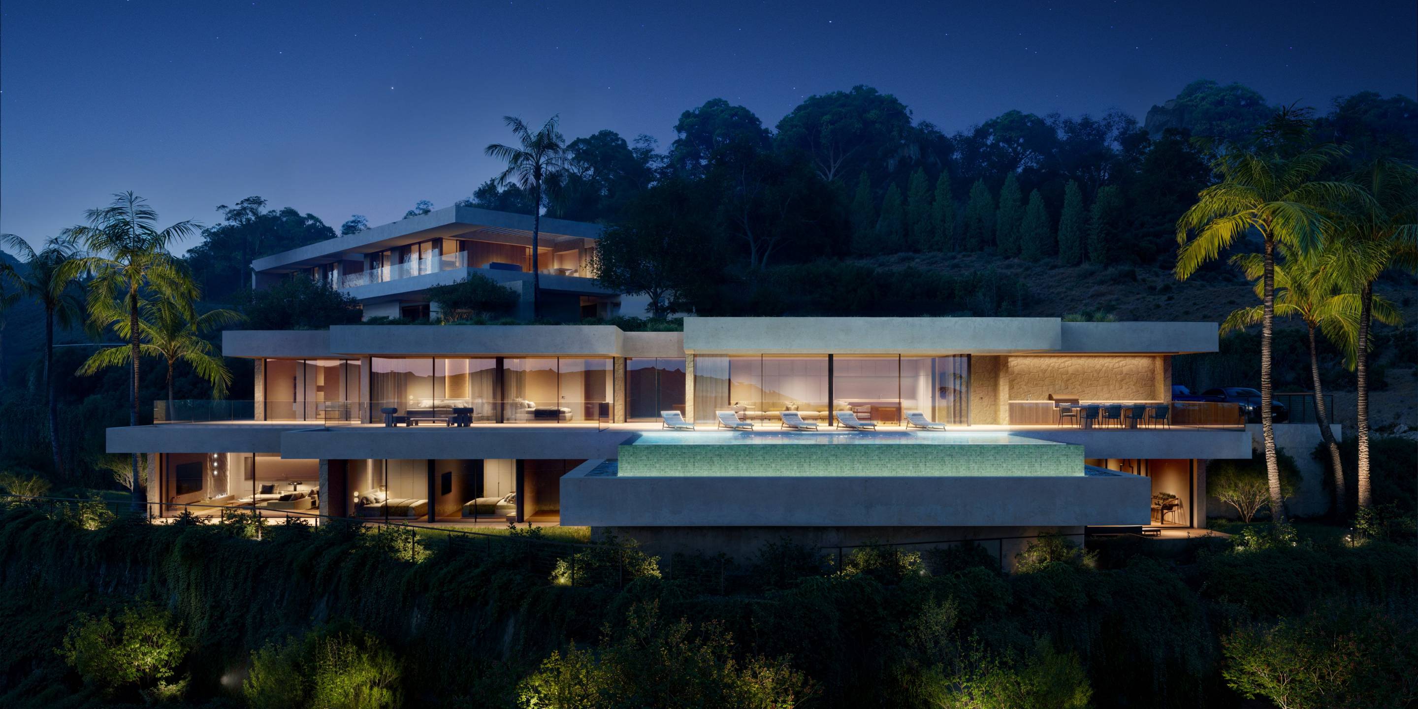 Villa for sale in Montemayor-Marbella Club, Benahavis - exterior view of new-build property on hillside plot