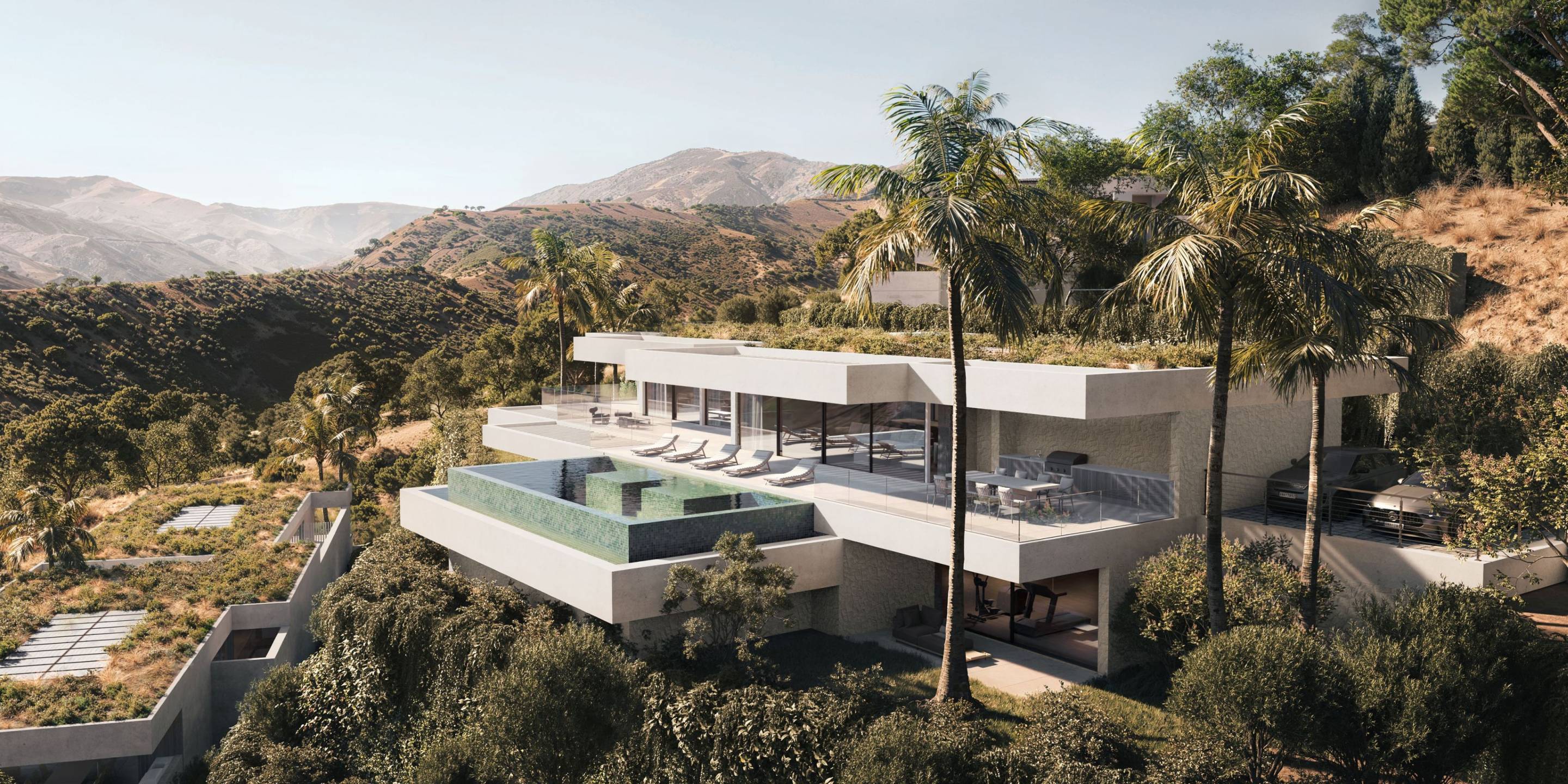 Garden and pool area of 6-bedroom villa in Montemayor, Benahavis