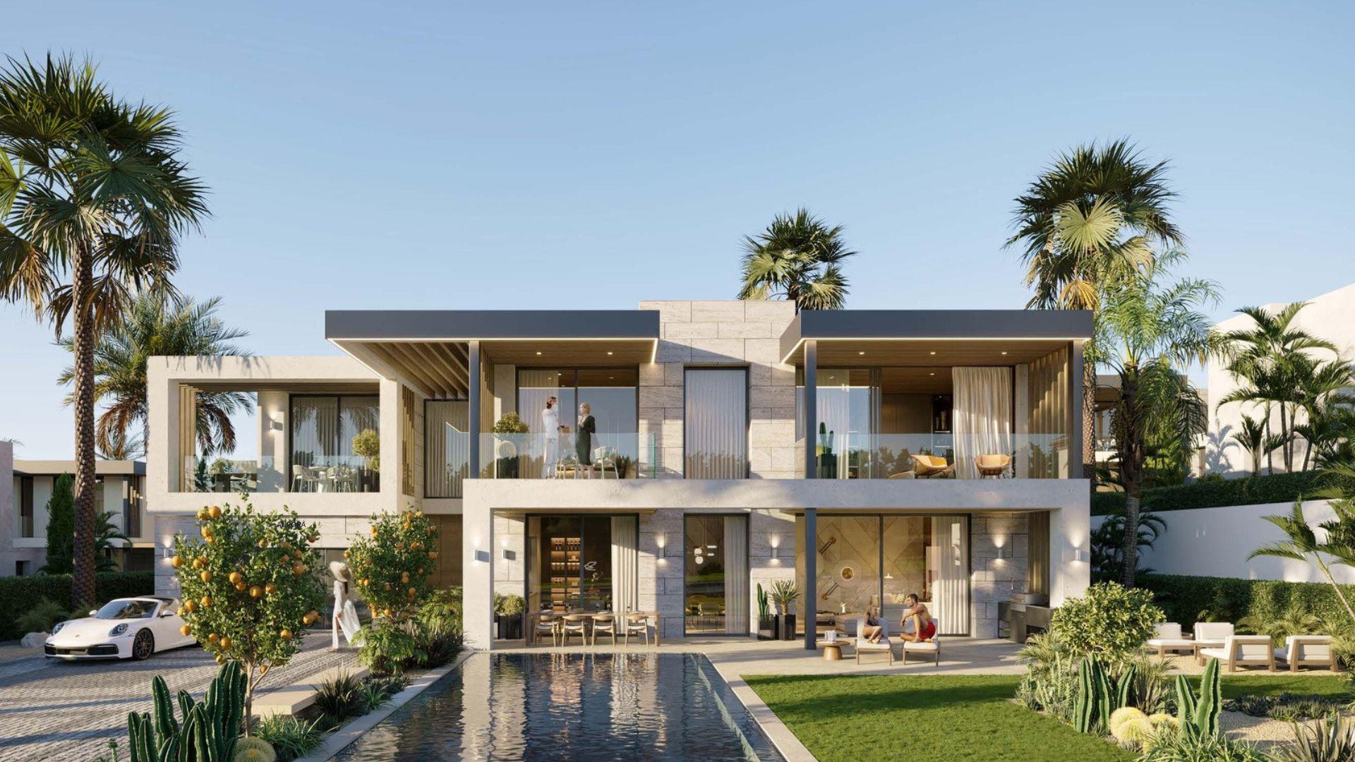 Villa for sale in Whater Gardens, Estepona - exterior view of new-build property with private plot