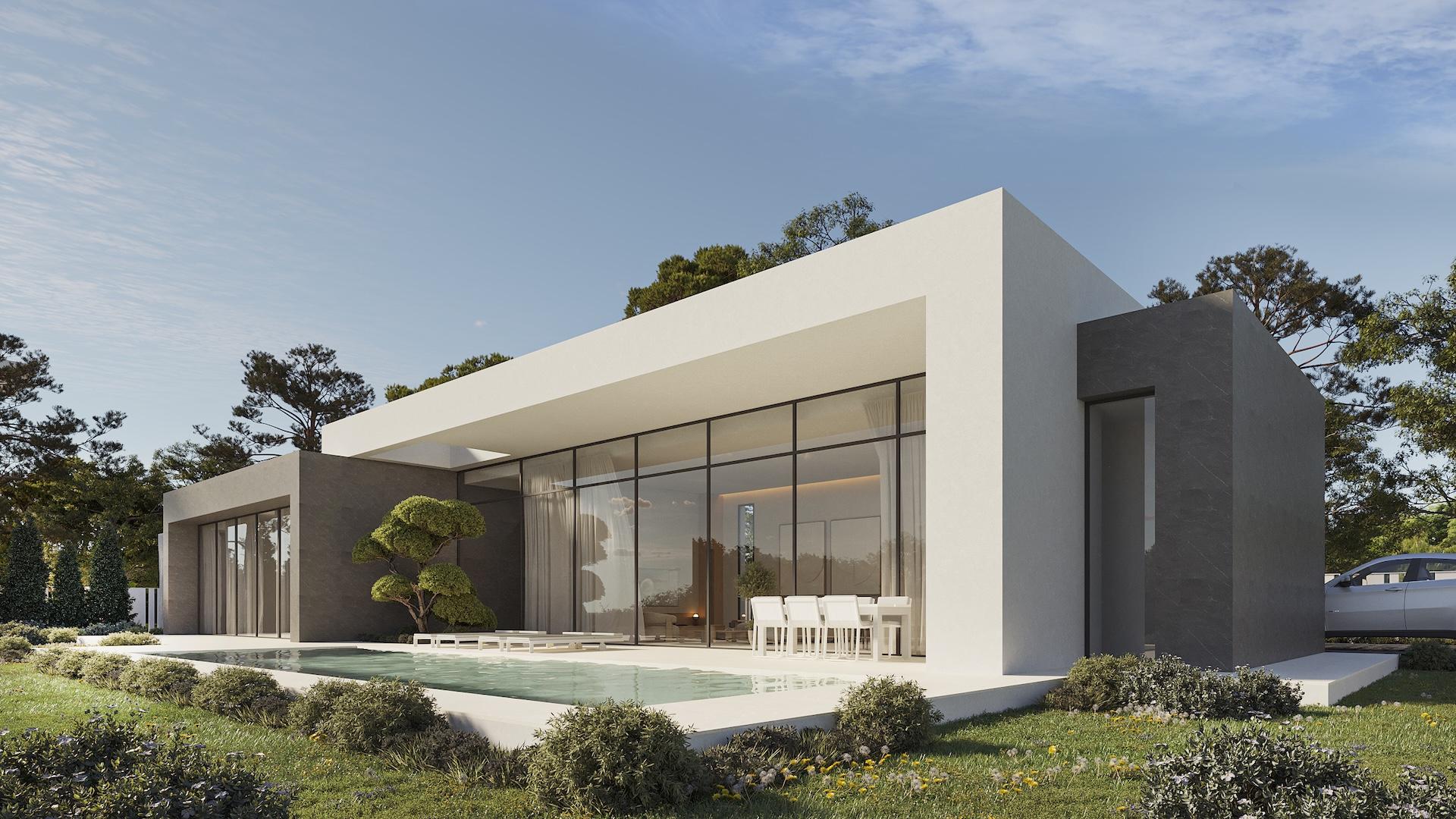Upper-level solarium with views, new-build villa, Calpe